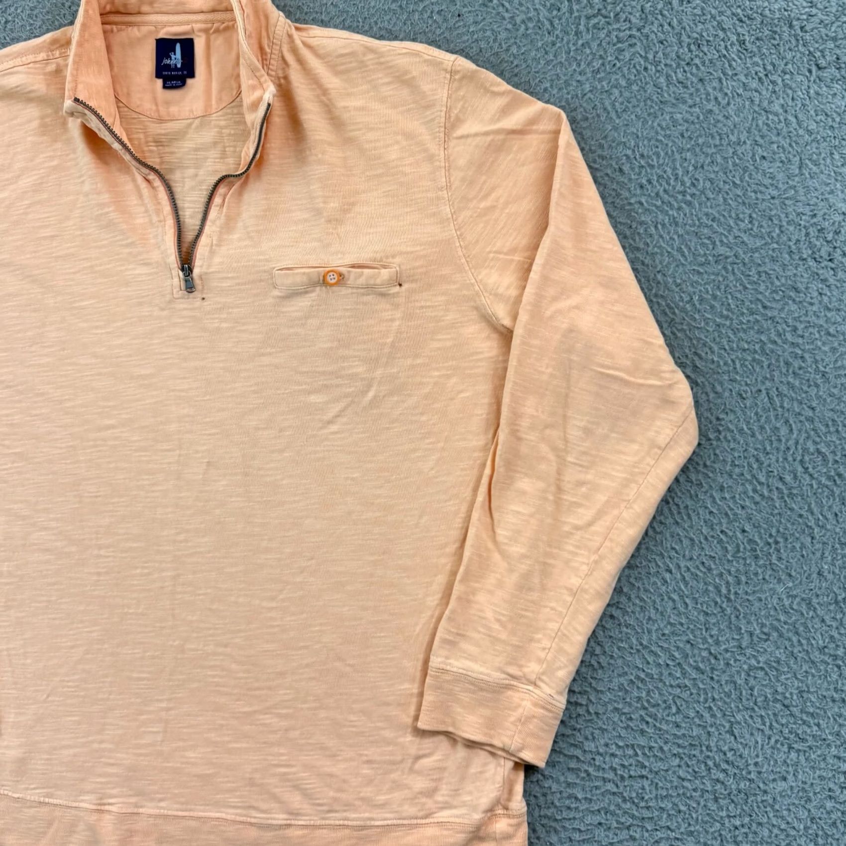 johnnie-O johnnie-O Shirt Mens XL Peach Long Sleeve 1/4 Zip Pocket Surf Pullover Preppy Size US XL / EU 56 / 4 - 6 Thumbnail