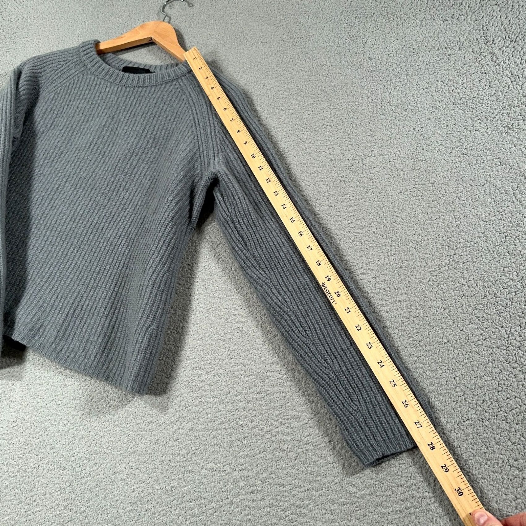 Vintage Jenni Kayne 100% Cashmere Fisherman Sweater Womens Large Gray Mock Neck Pullover Size L / US 10 / IT 46 - 5 Thumbnail