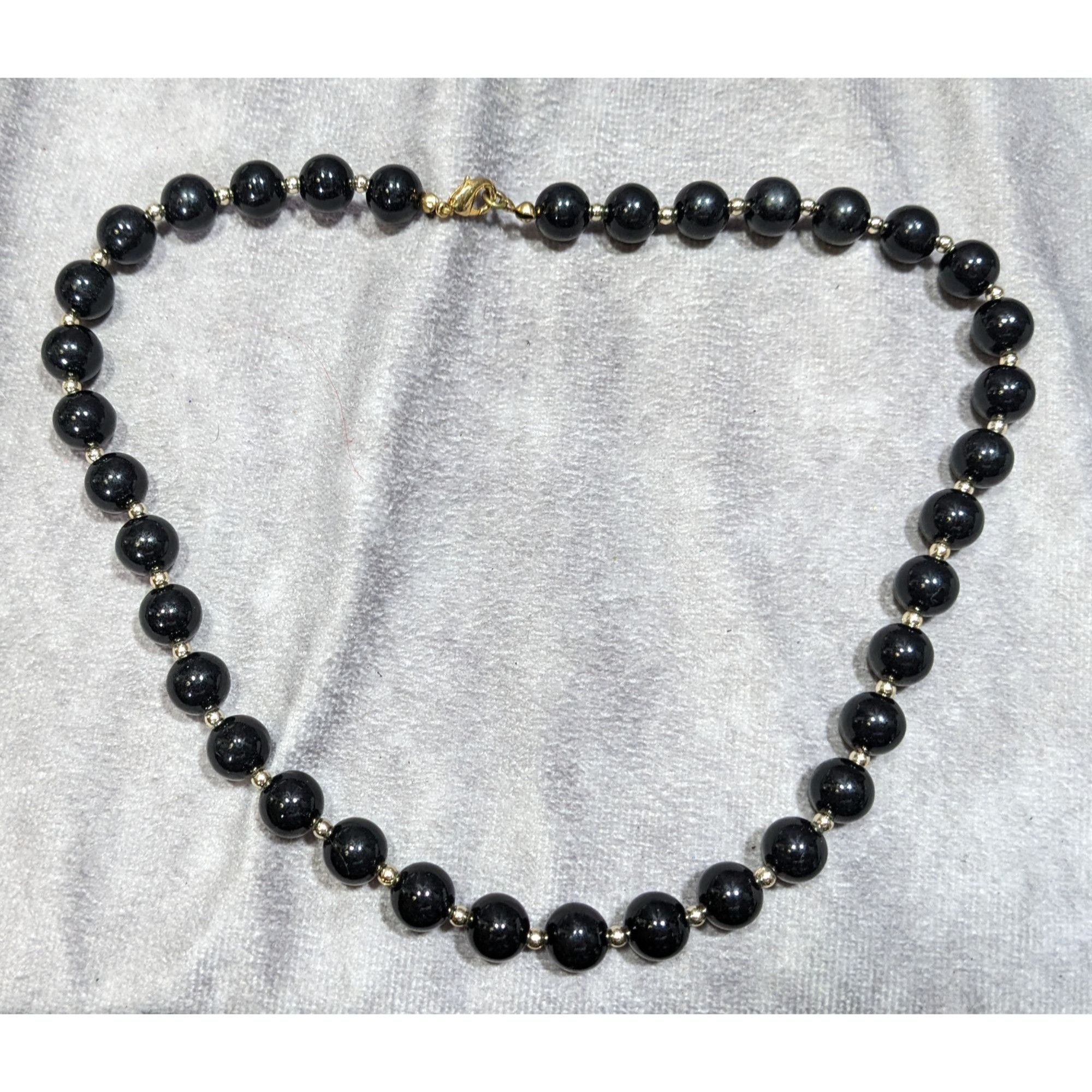 Other Elegant Corporate Goth Black Beaded Necklace With Silver Ton Size ONE SIZE - 6 Thumbnail