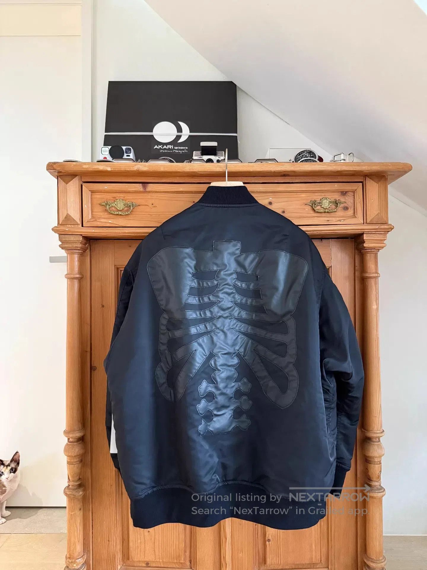 Takahiromiyashita The Soloist. Black Skeleton Print Bomber Jacket. Size US M / EU 48-50 / 2 - 7 Thumbnail