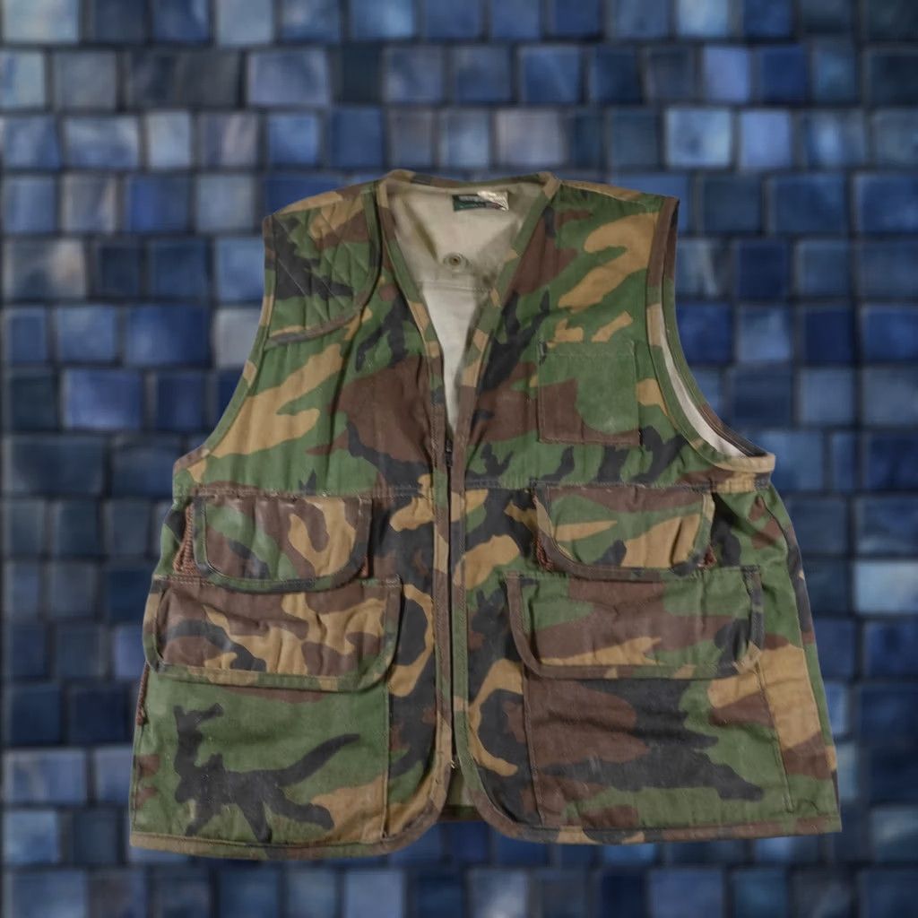 Vintage VINTAGE Saf-T-Bak Vest Mens XL Woodland Camo Hunting Shooting Made USA 80s Size US XL / EU 56 / 4 - 1 Thumbnail