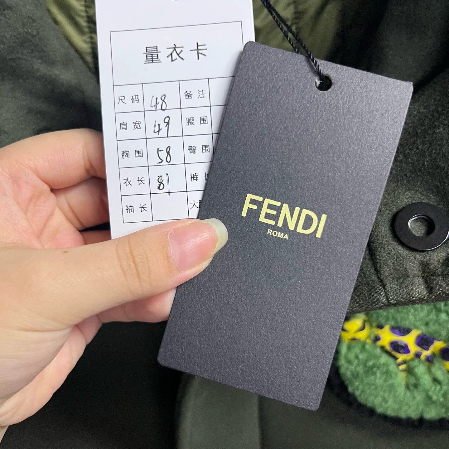 Fendi Fendi Green Solid Applique Wool Lapel Mink Hood Jacket Size US M / EU 48-50 / 2 - 2 Thumbnail