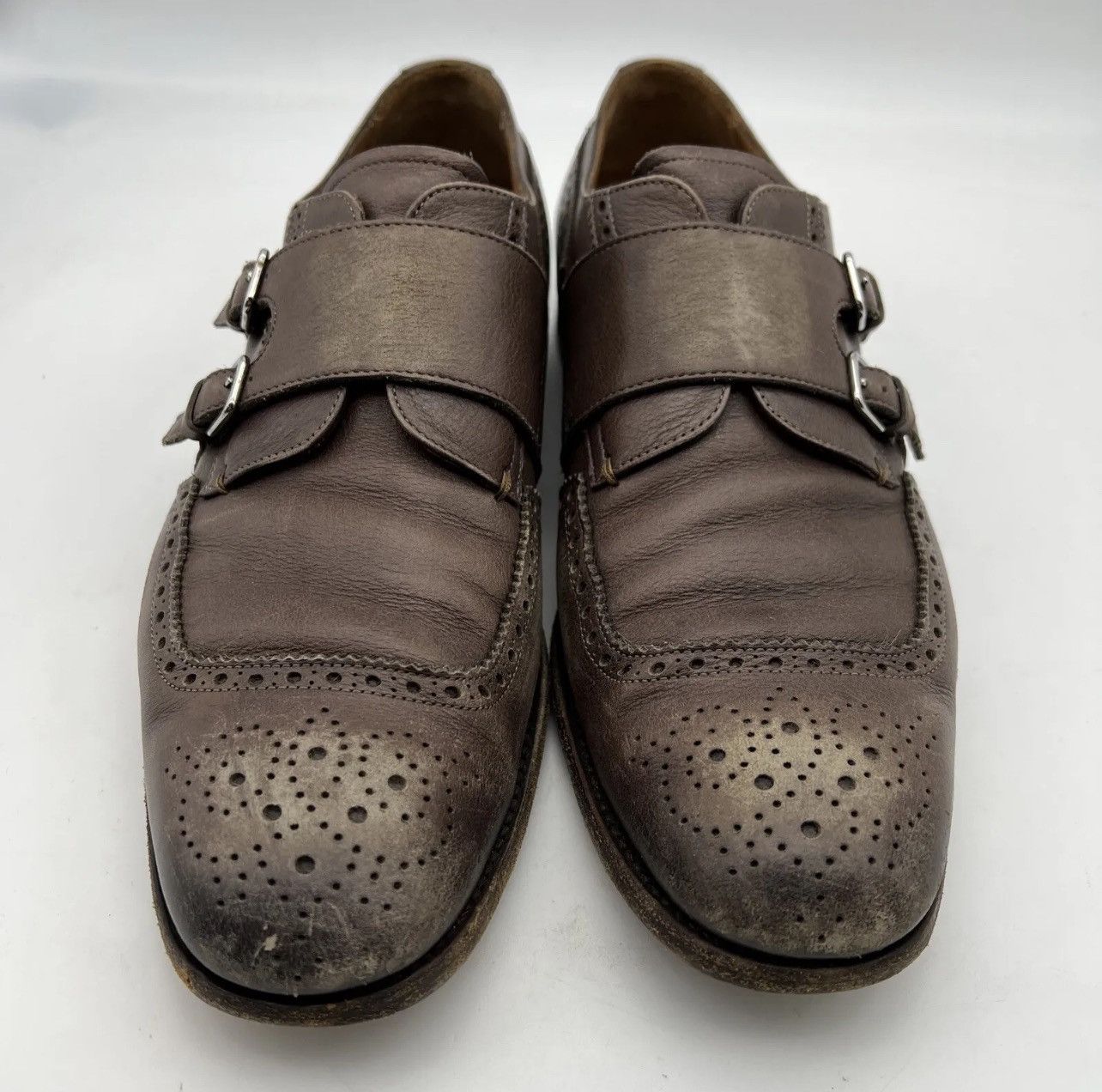 Prada PRADA Perforated Double Monk Strap Leather Oxfords Size US 9 / EU 42 - 2 Thumbnail