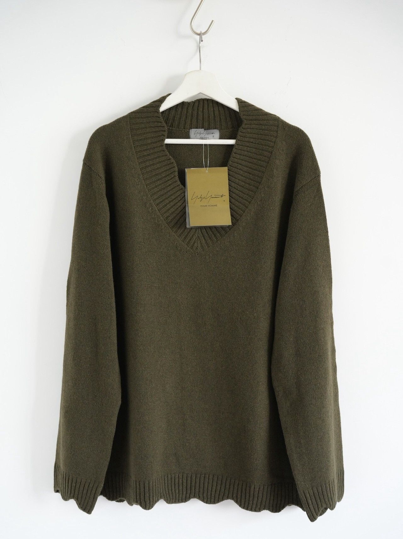 Yohji Yamamoto Yohji Yamamoto 24AW Wavy Collar Olive Green Sweater Size US L / EU 52-54 / 3 - 1 Thumbnail
