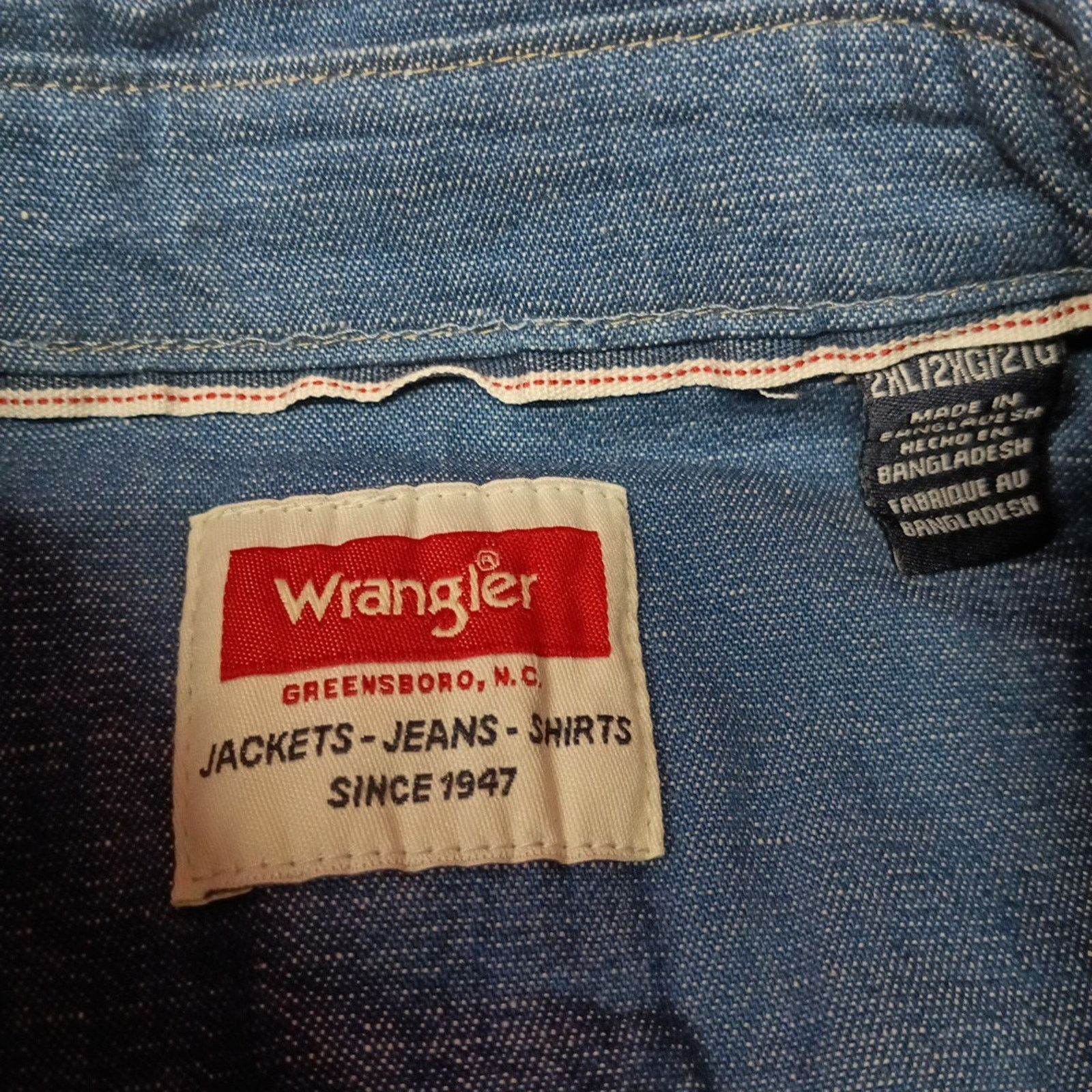 Wrangler Wrangler Cowboy Wash Snap Denim Shirt Men's Size 2XL Blue Size US XXL / EU 58 / 5 - 3 Thumbnail