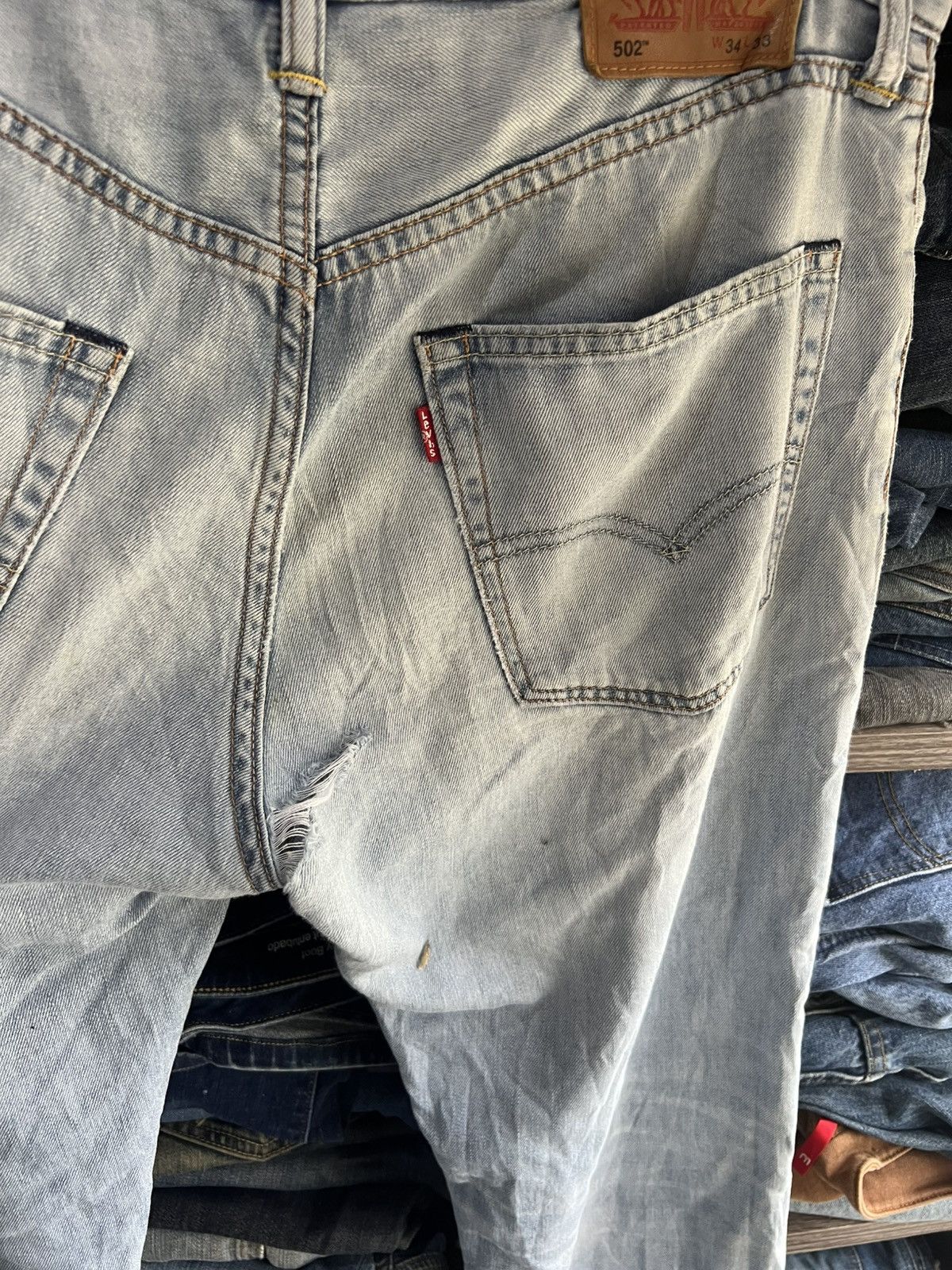 Levi's 🔥Vintage Levis 502 Distressed Denim Size US 35 - 14 Thumbnail