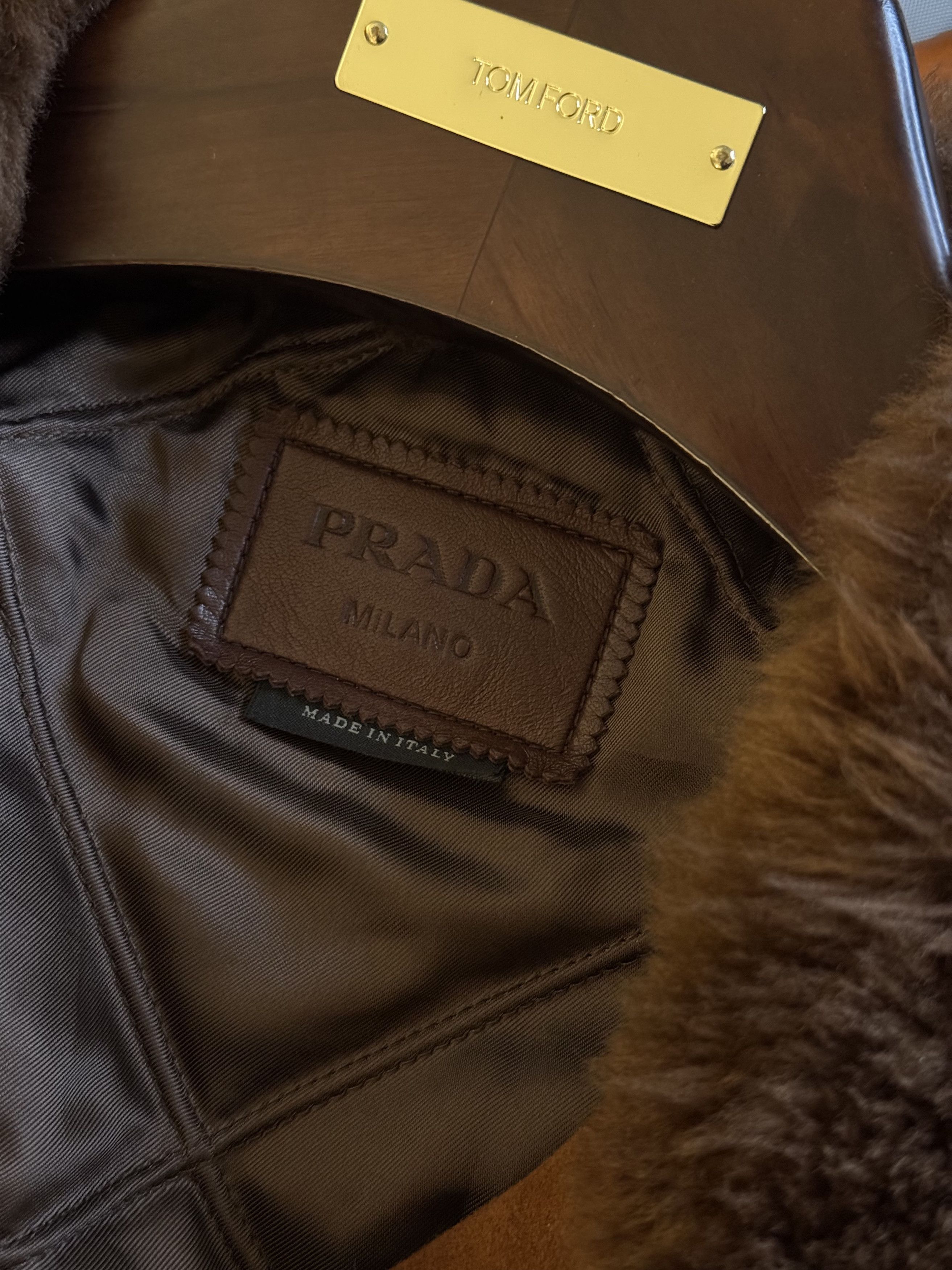 Prada Ultimate Rare $10,500 w/tax Shearling Collar Burnished Suede Size US L / EU 52-54 / 3 - 16 Thumbnail