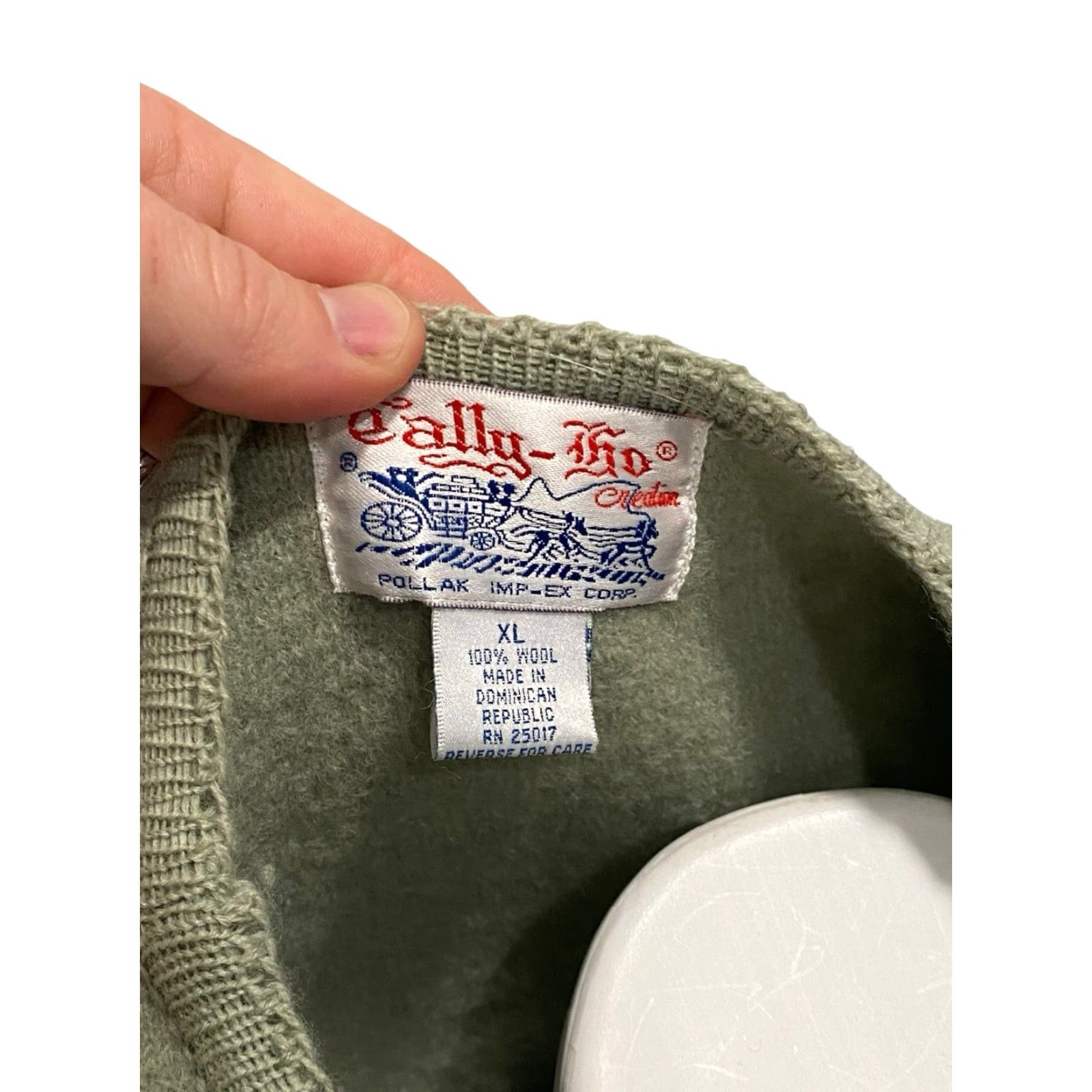 TALLY HO Nordic WOOL Cardigan Sweater Sage Green Button Up Women’s Size XL