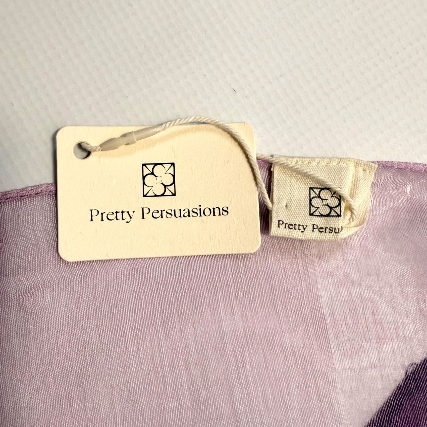 Vintage Pretty Persuasions Scarf Womens Purple Floral Rose Chiffon Rectangle Wrap Ombre Size ONE SIZE - 2 Thumbnail