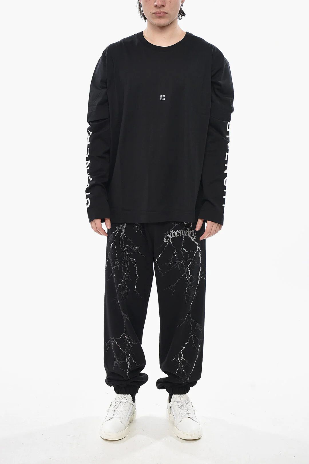 Givenchy og1mm0326 Double-Fabric Crewneck T-Shirt in Black Size US XXL / EU 58 / 5 - 4 Thumbnail