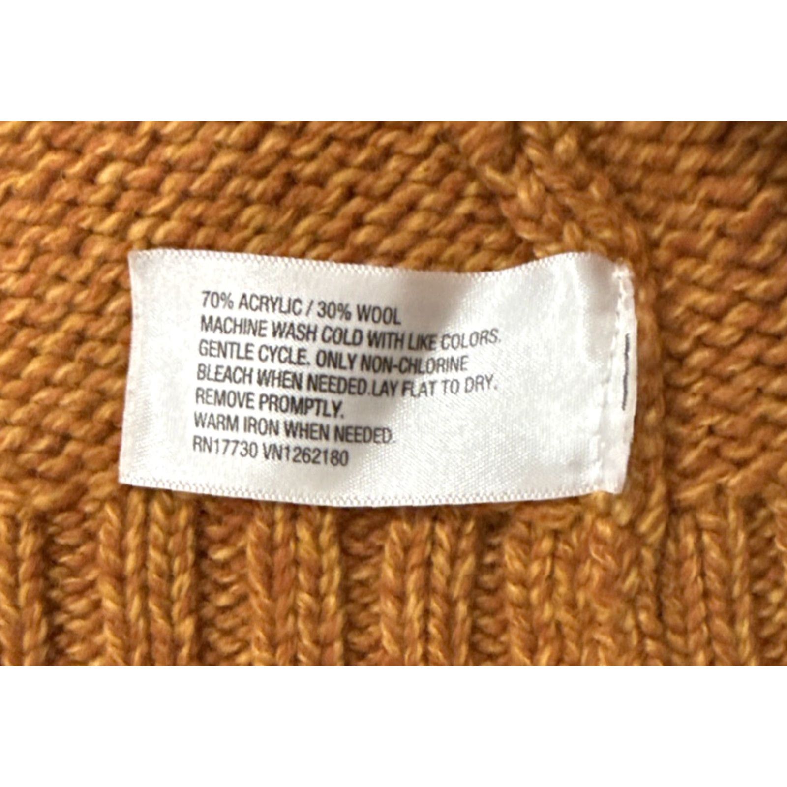 Merona Merona Cardigan Sweater Women L Dark Mustard Orange Open Knit Long Sleeve Wool Acrylic Solid Collar - Regular Fit - Fall Spring Winter Size L / US 10 / IT 46 - 4 Thumbnail