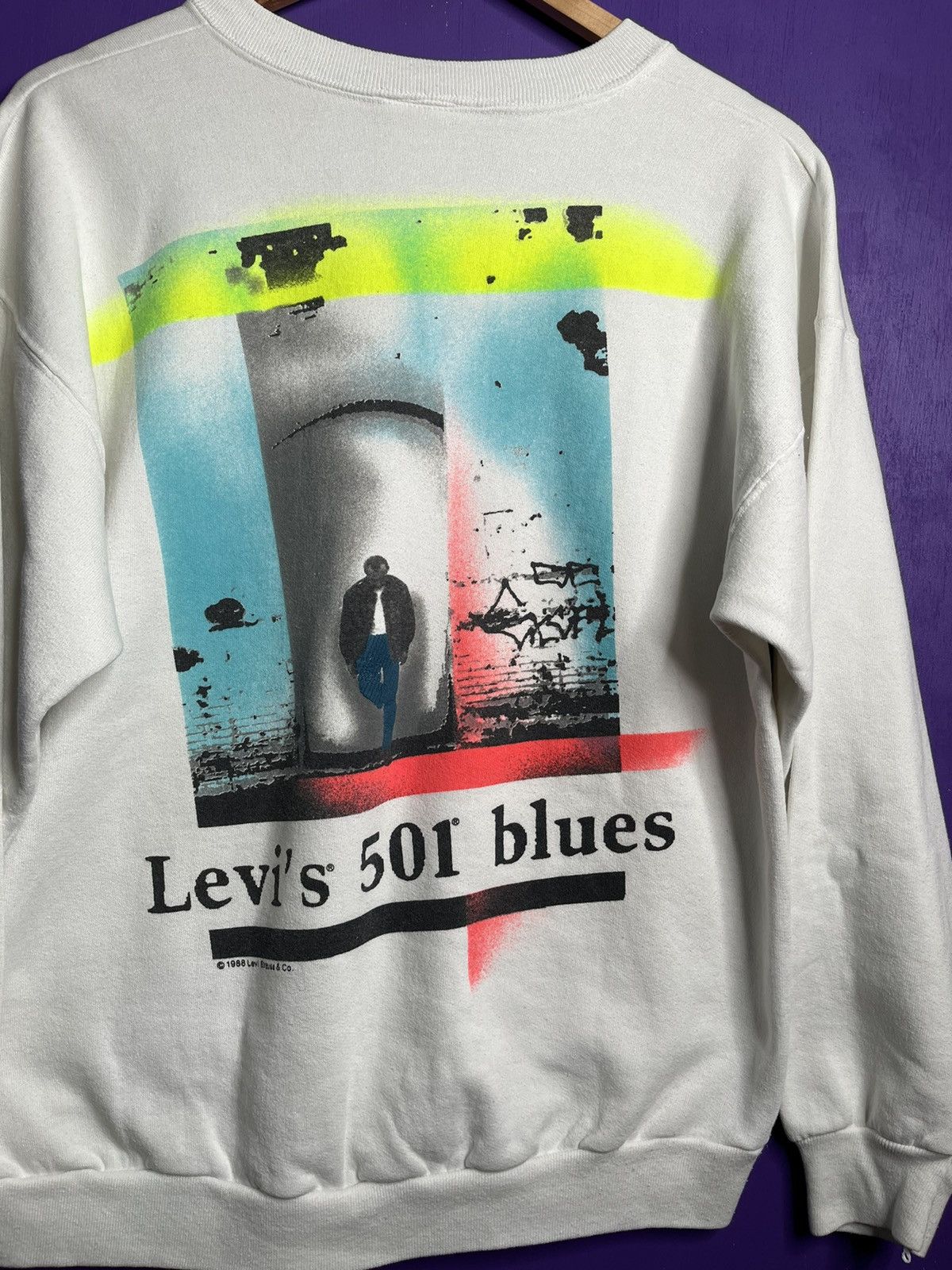 Levi's × Vintage Vintage 1988 Levi’s 501 blues mullet crewneck Size US M / EU 48-50 / 2 - 3 Thumbnail