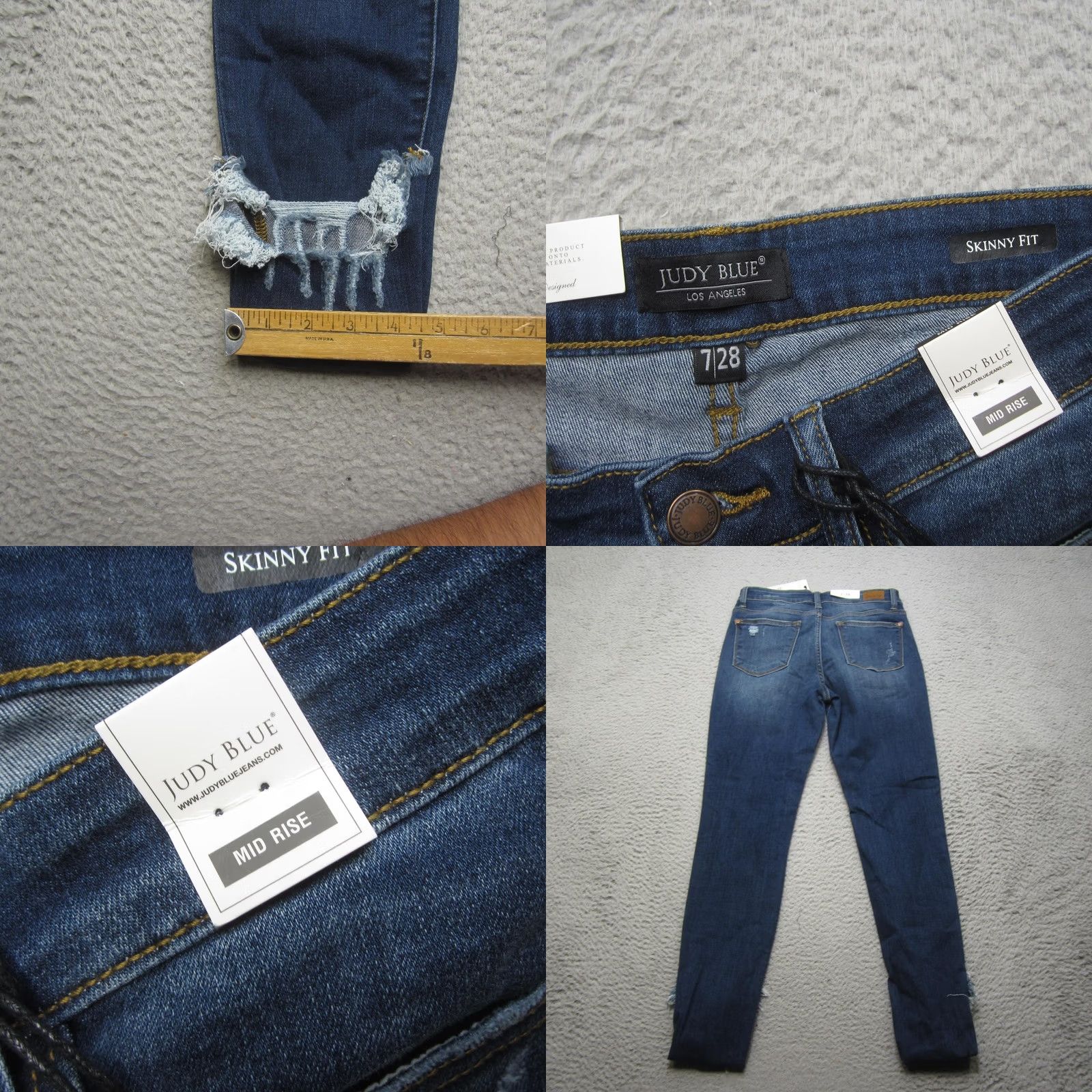 Denime Judy Blue Womens 28 Jeans - Distressed Skinny Fit - Mid Rise Frayed Denim Size 28" / US 6 / IT 42 - 8 Thumbnail