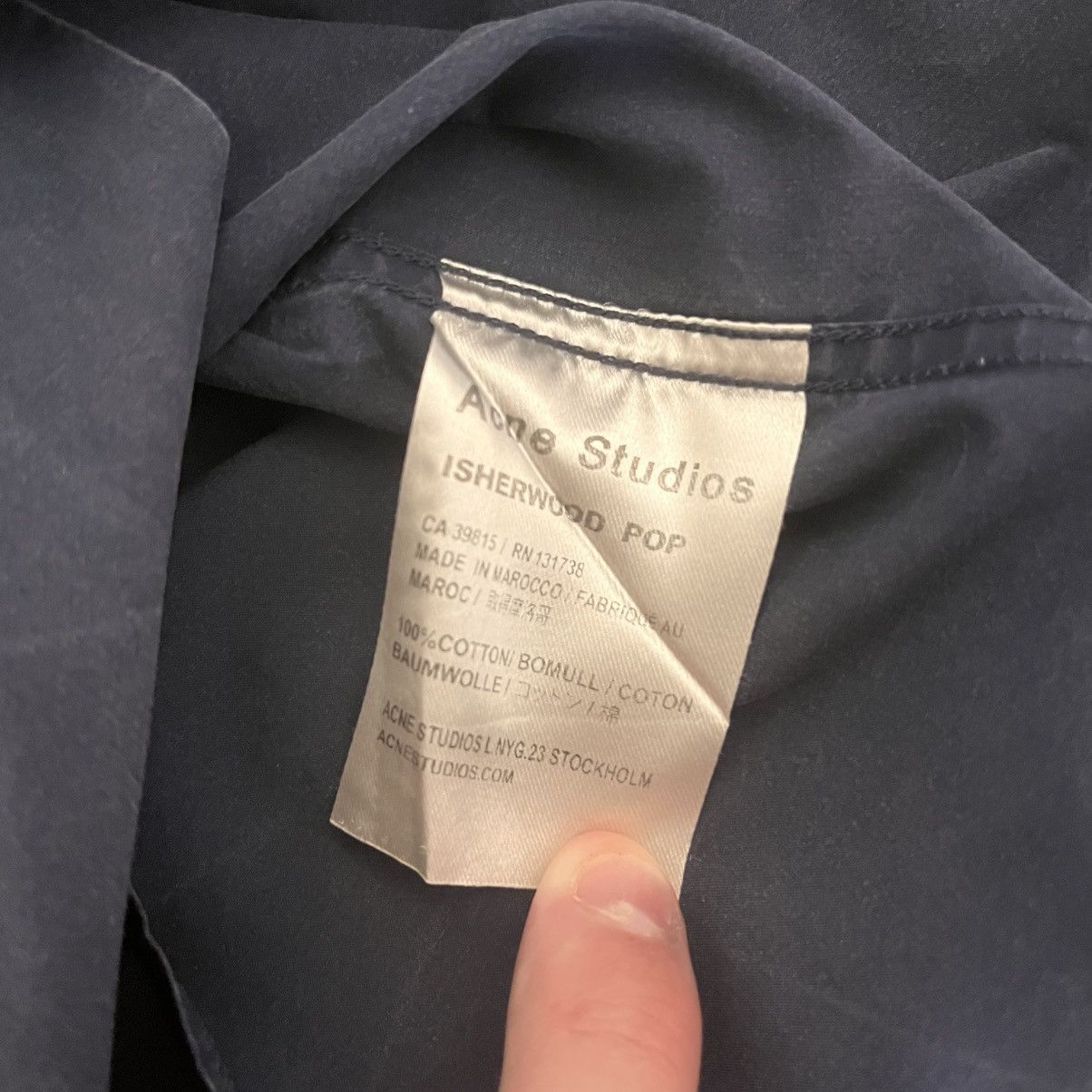Acne Studios Acne Studios Navy Isherwood Pop Cotton Shirt Size US M / EU 48-50 / 2 - 4 Thumbnail