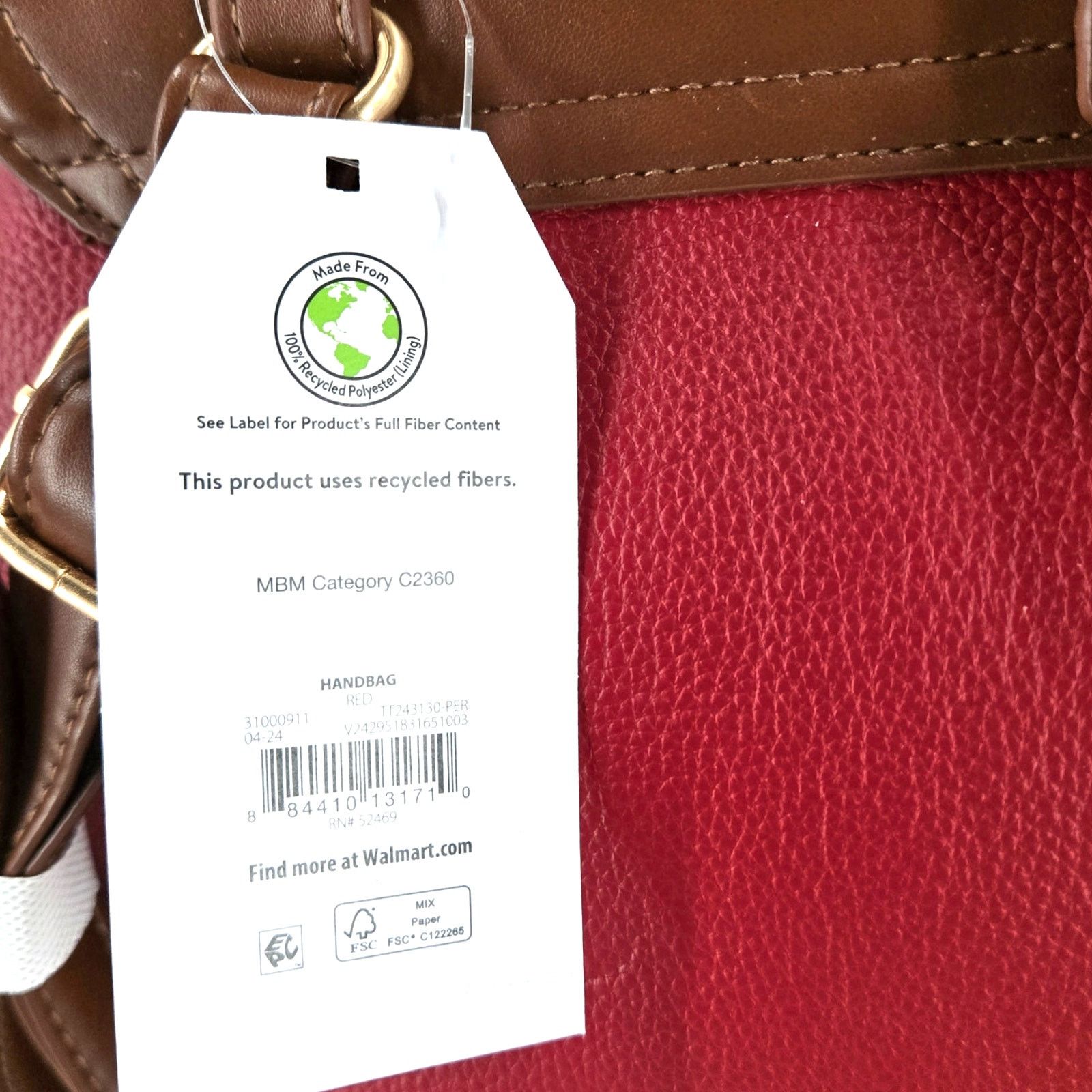 Walmart Time & Tru Gabriella Drawstring Backpack Persimmon/Chestnut Size ONE SIZE - 2 Thumbnail