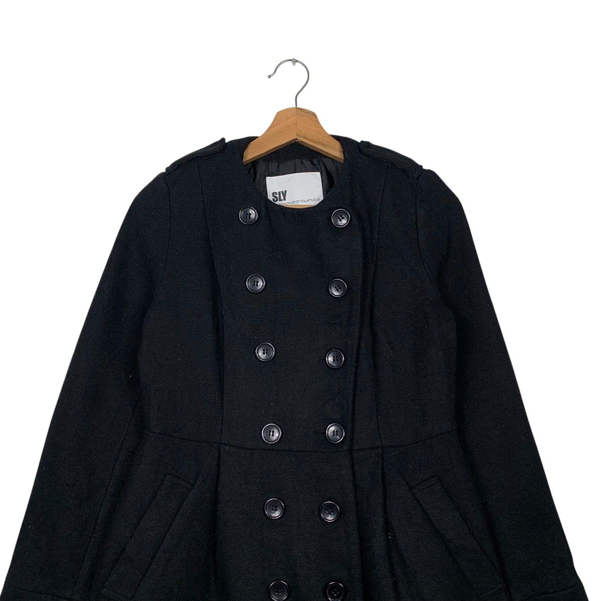 Japanese Brand SLY Double Breasted Overcoat #2457-C110 Size S / US 4 / IT 40 - 2 Thumbnail