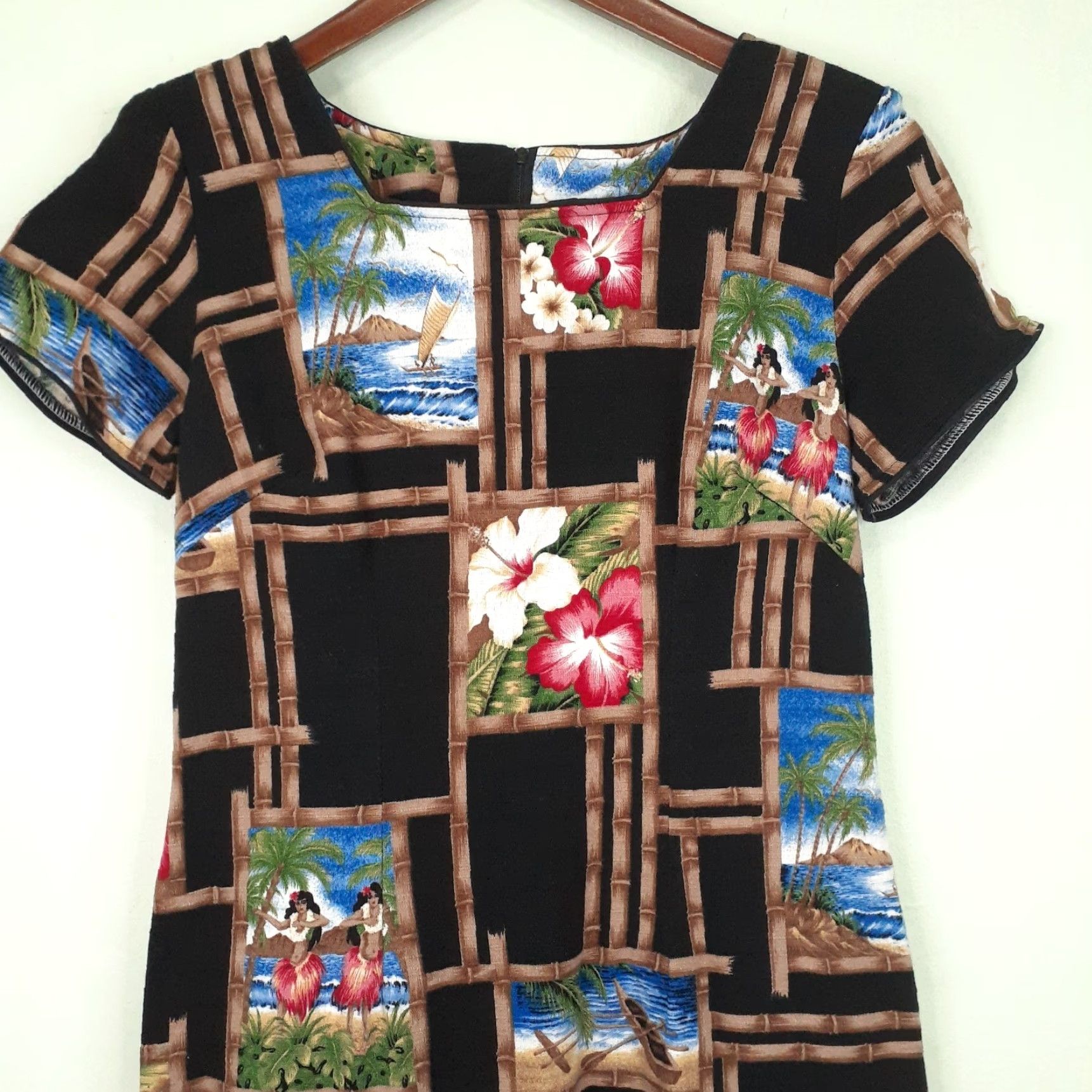 Vintage VINTAGE Shannon Marie Hawaiian Cotton Dress Floral Hibiscus Hula Small Midi Size S / US 4 / IT 40 - 3 Thumbnail