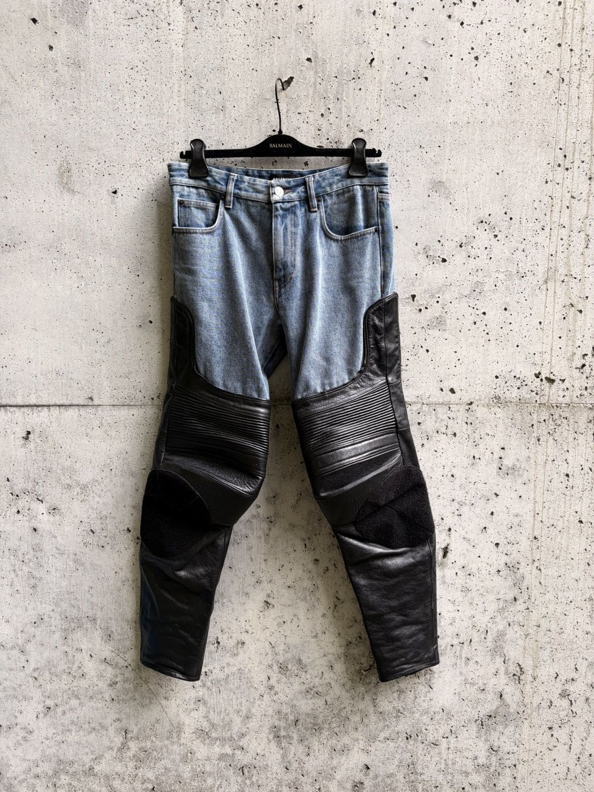 Balenciaga sample 24 Balenciaga denim/Leather hybrid Biker Pants Size US 29 - 1 Thumbnail