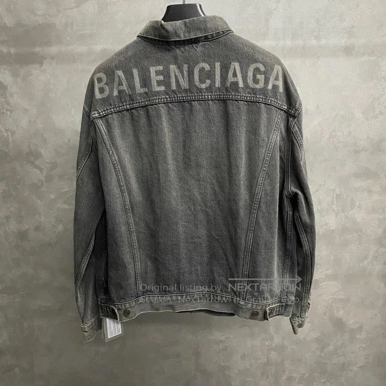 Balenciaga Balenciaga Black Gray Logo Denim Jacket. Size US L / EU 52-54 / 3 - 2 Thumbnail