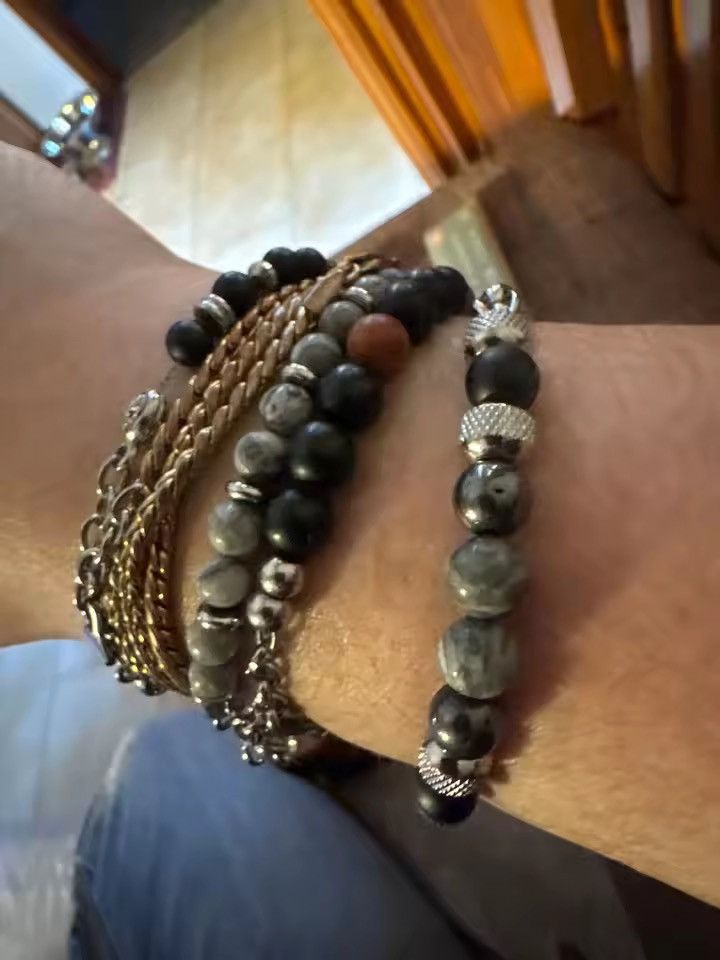 Jewelry 8mm Natural Stone Beaded Chain Bracelet Size ONE SIZE - 3 Thumbnail