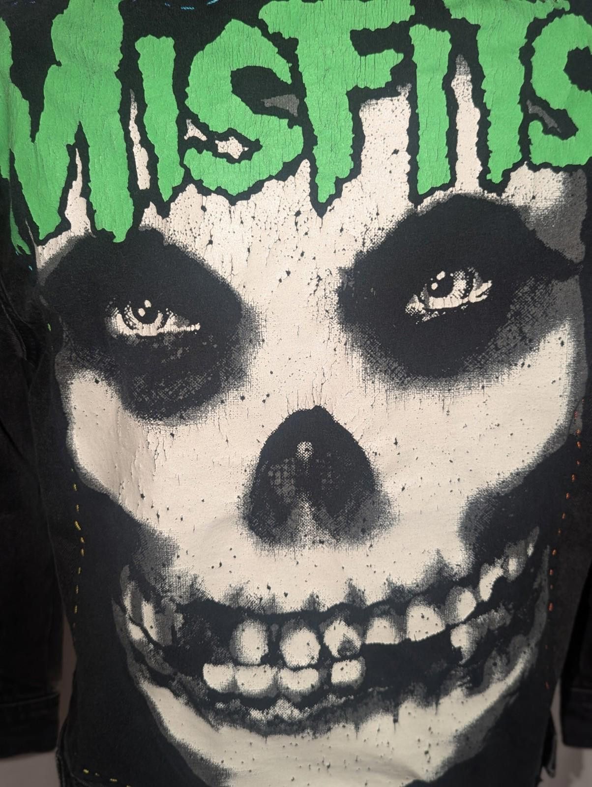 Forever 21 Women's Upcycled Studded Punk Black Denim Misfits Jacket Size M / US 6-8 / IT 42-44 - 7 Thumbnail