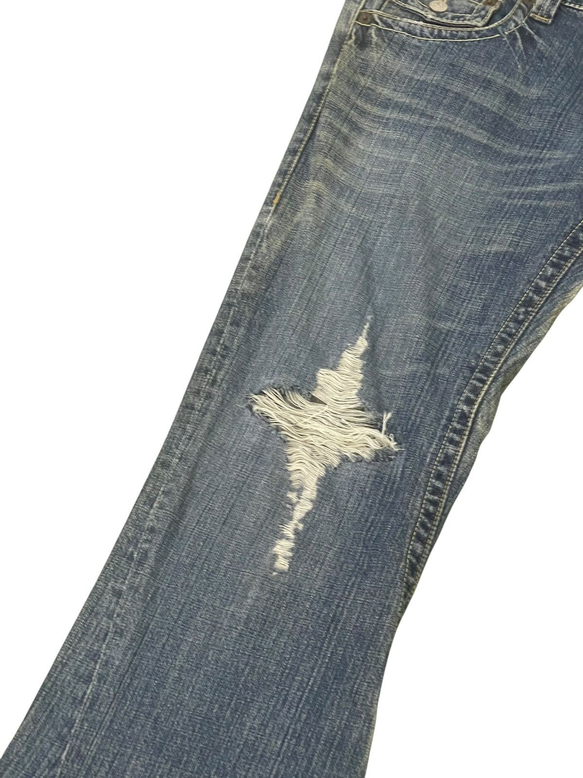 Japanese Brand Flare Jeans Rush Hour Distress Denim Boot Cut 2🟦2 Size US 35 - 6 Thumbnail