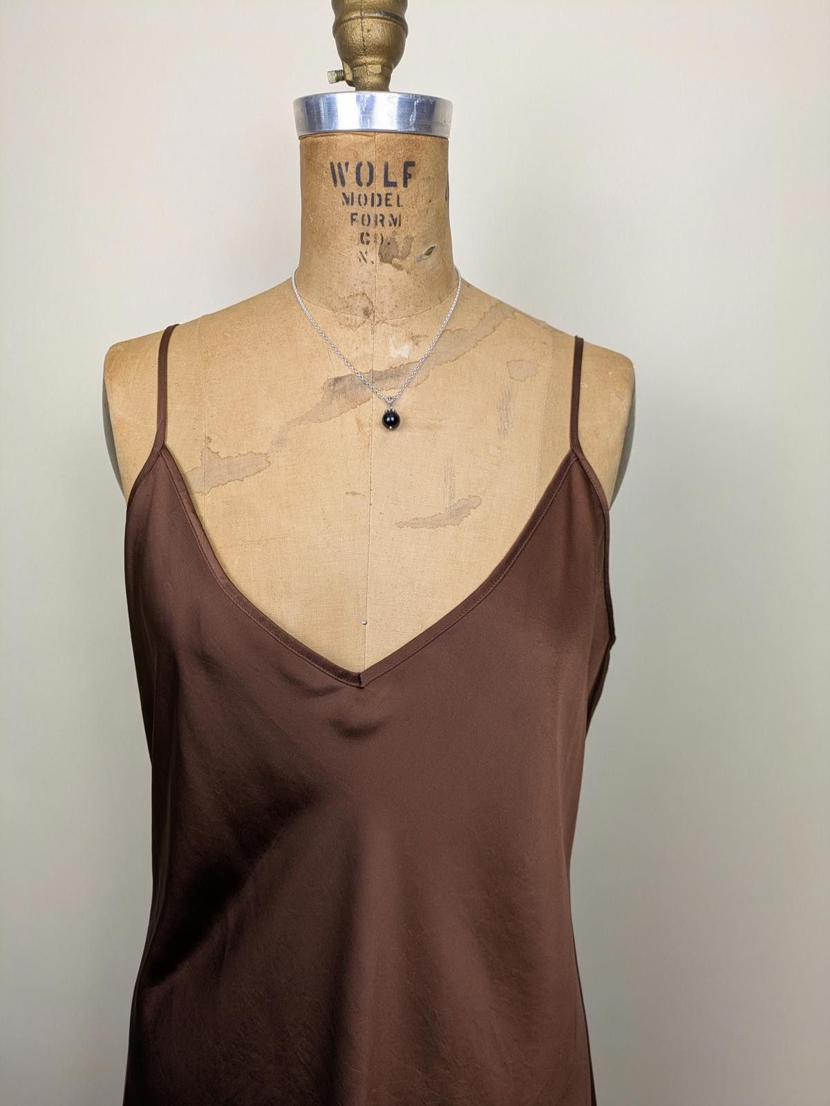 Other chocolate brown long satin slip dress Size L / US 10 / IT 46 - 2 Thumbnail