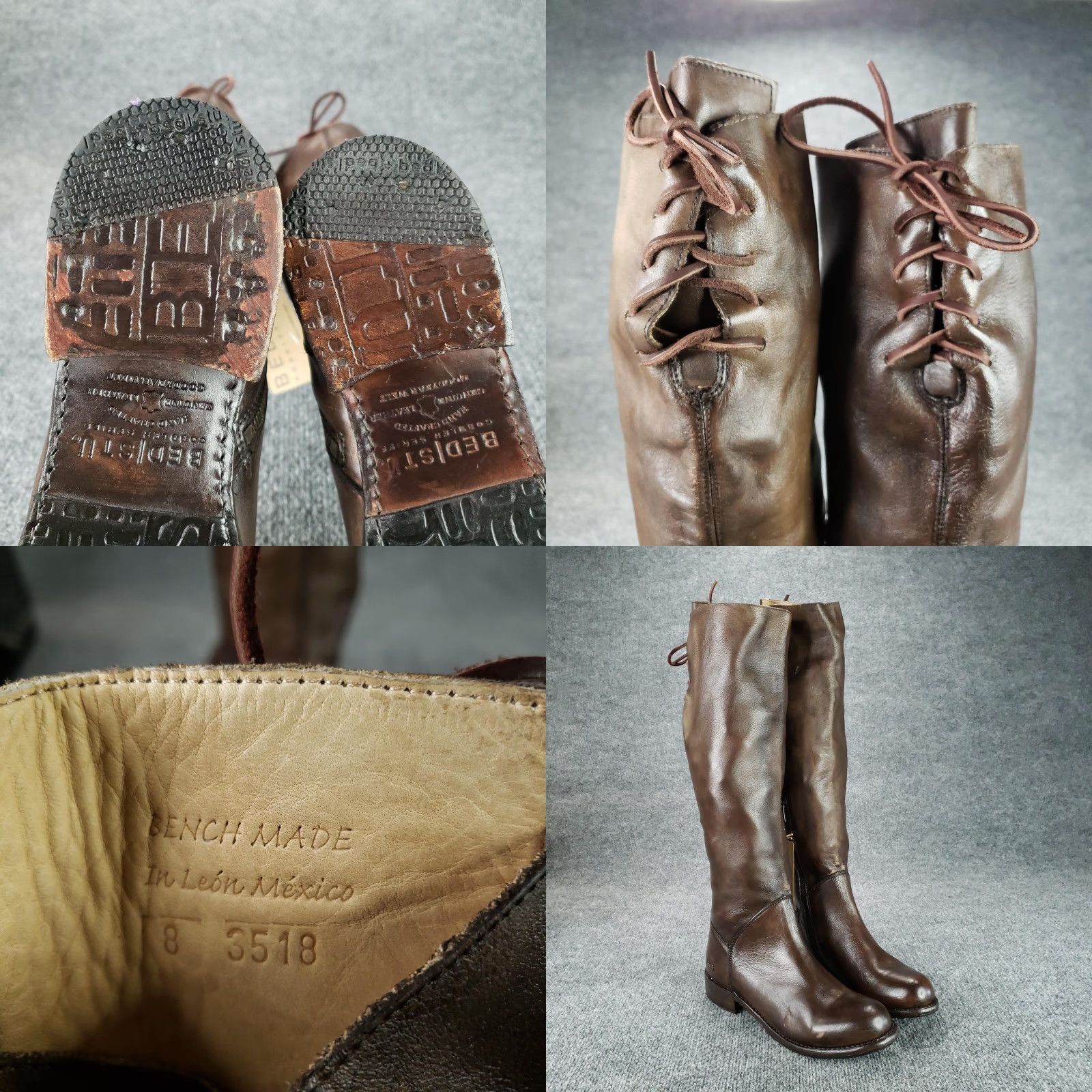 Bed Stu VINTAGE Bed Stu Boots Womens 8 Brown Leather Riding Knee High 3518 Tall Knee High Riding Boot Women Brown Leather Size US 8 / IT 38 - 8 Thumbnail