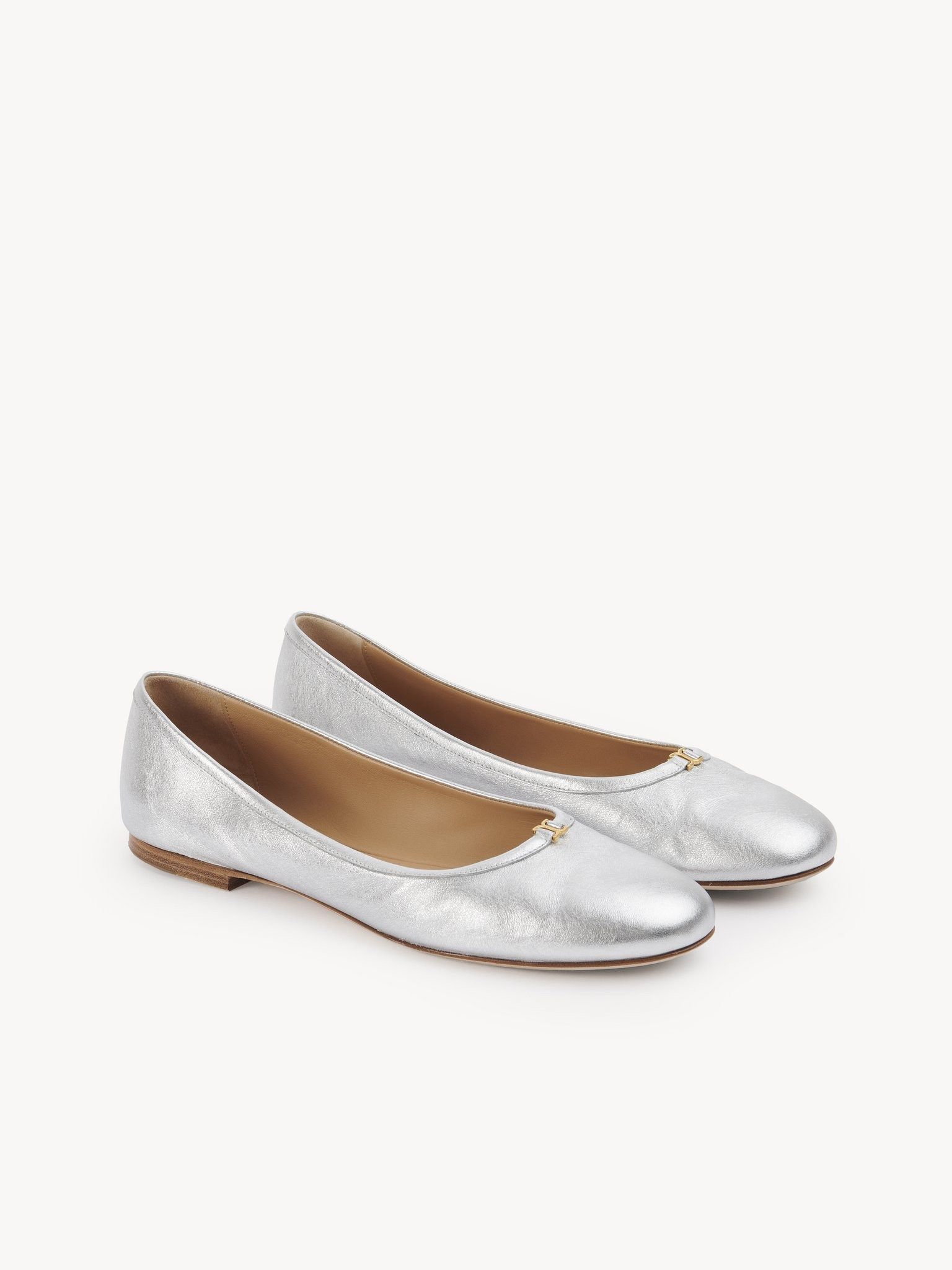 Chloe o1y0825 Leather Balet Flats in Silver Size US 8 / IT 38 - 3 Thumbnail