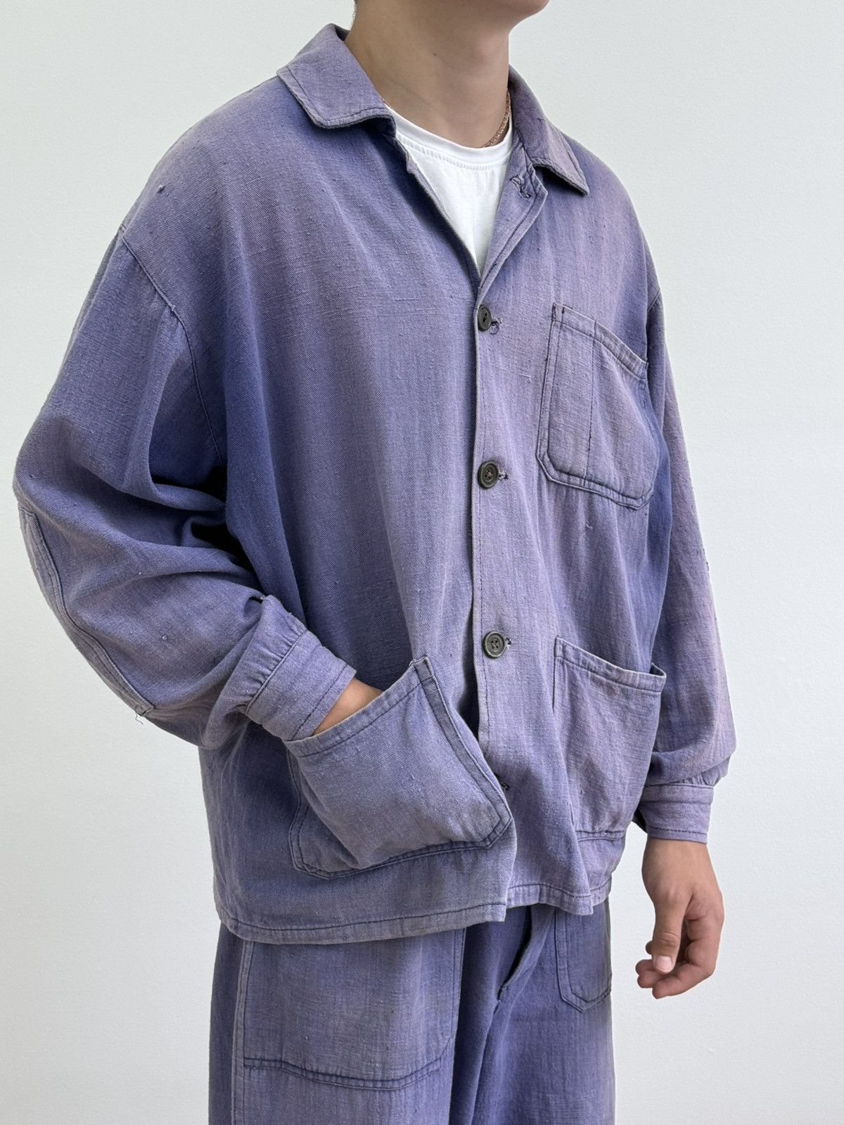 Le Laboureur Vintage 50s French Faded Trashed Chore Work Suit Size US L / EU 52-54 / 3 - 5 Thumbnail