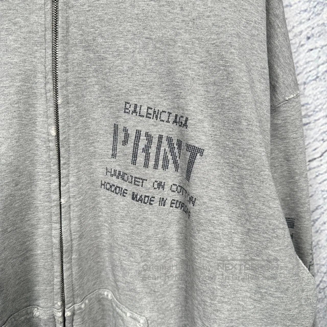 Balenciaga balenciaga gray zip-up hoodie with print. Size US L / EU 52-54 / 3 - 5 Thumbnail