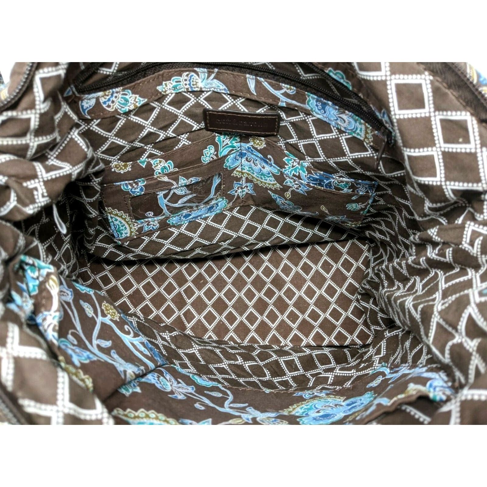 Croft & Barrow Croft & Barrow Tote Women's Large Quilted Floral Brown Turquoise Messenger Bag Purse HB21 Size ONE SIZE - 7 Thumbnail