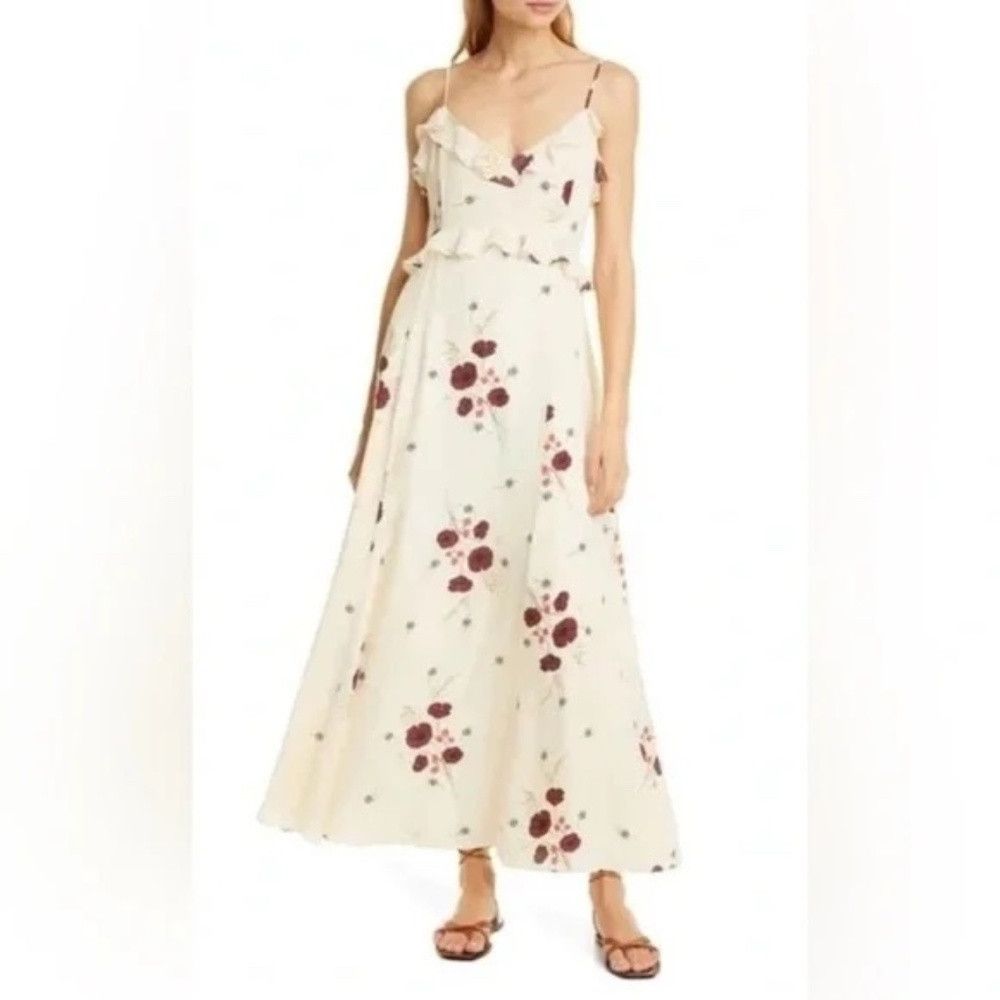 Joie JOIE NWT Joie Cassiel Floral 100% Silk Ruffle Maxi Dress in Size L / US 10 / IT 46 - 1 Thumbnail