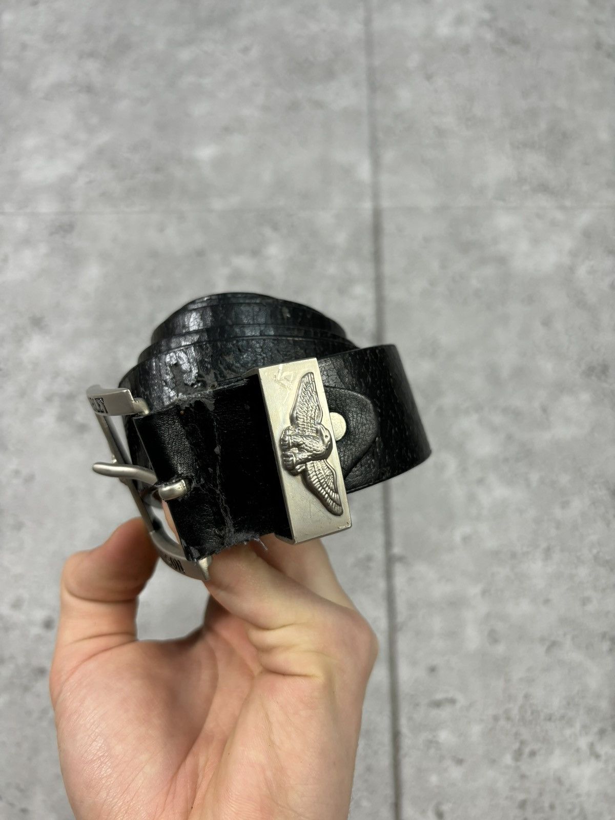 Ed Hardy × Harley Davidson × Vintage Harley Davidson Leather Eagle Belt Y2K Vintage 2000s Size 44 - 2 Thumbnail