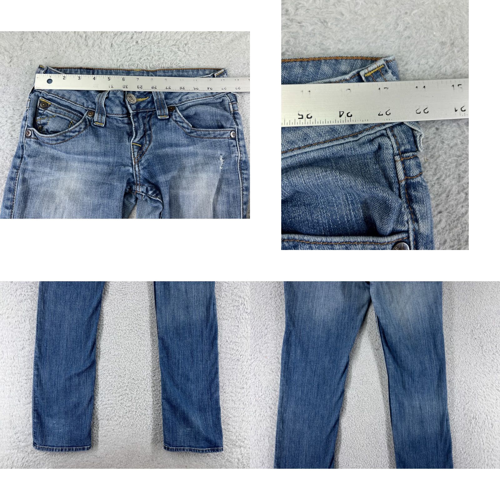 True Religion True Religion Jeans Women 25 Blue Denim Skinny Low 5-Pocket Design Distressed Embroidered Cotton Blend Size 42" / US 20 - 9 Thumbnail