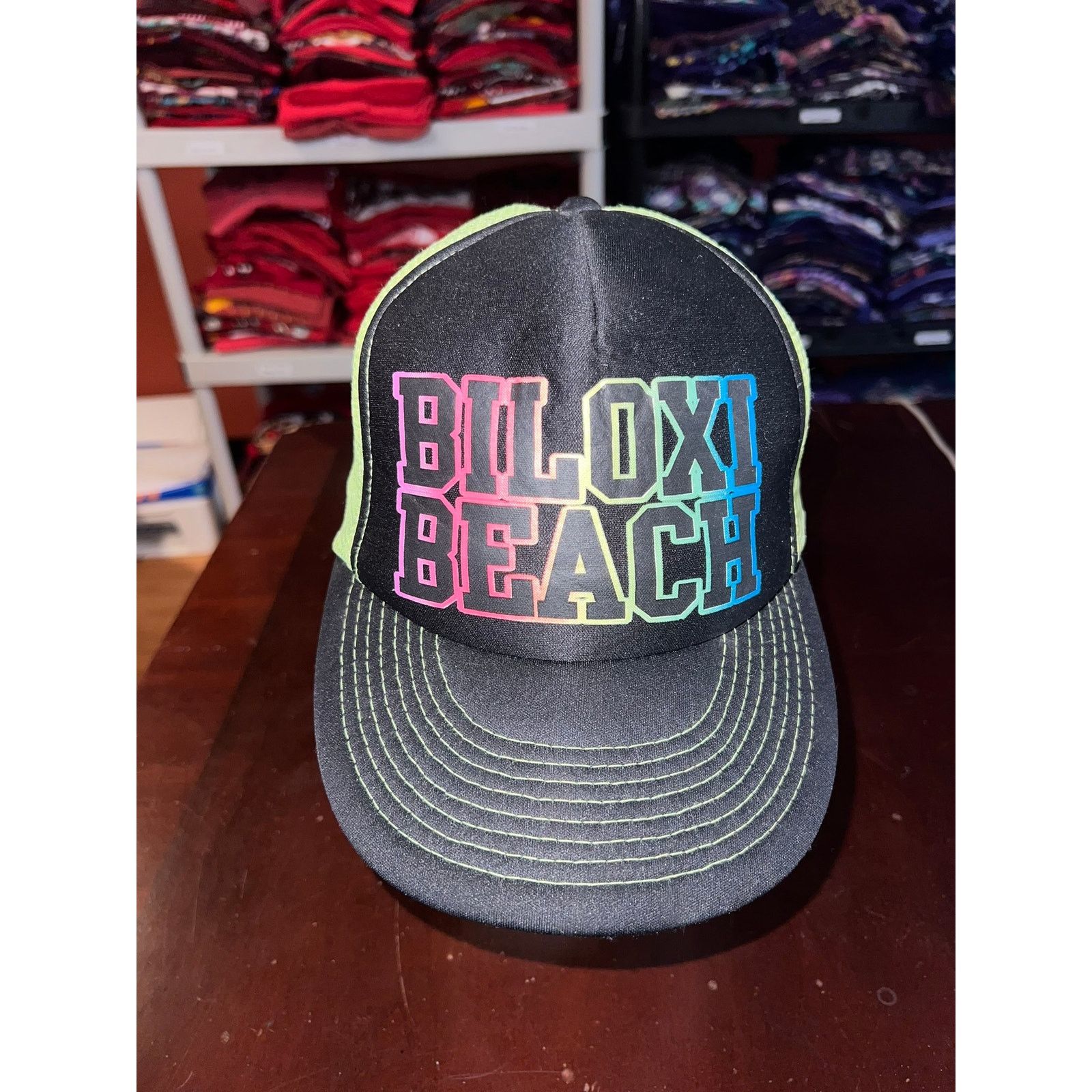 Vintage Biloxi Beach Hat Snapback Yellow Cap Headwear Size ONE SIZE - 2 Thumbnail