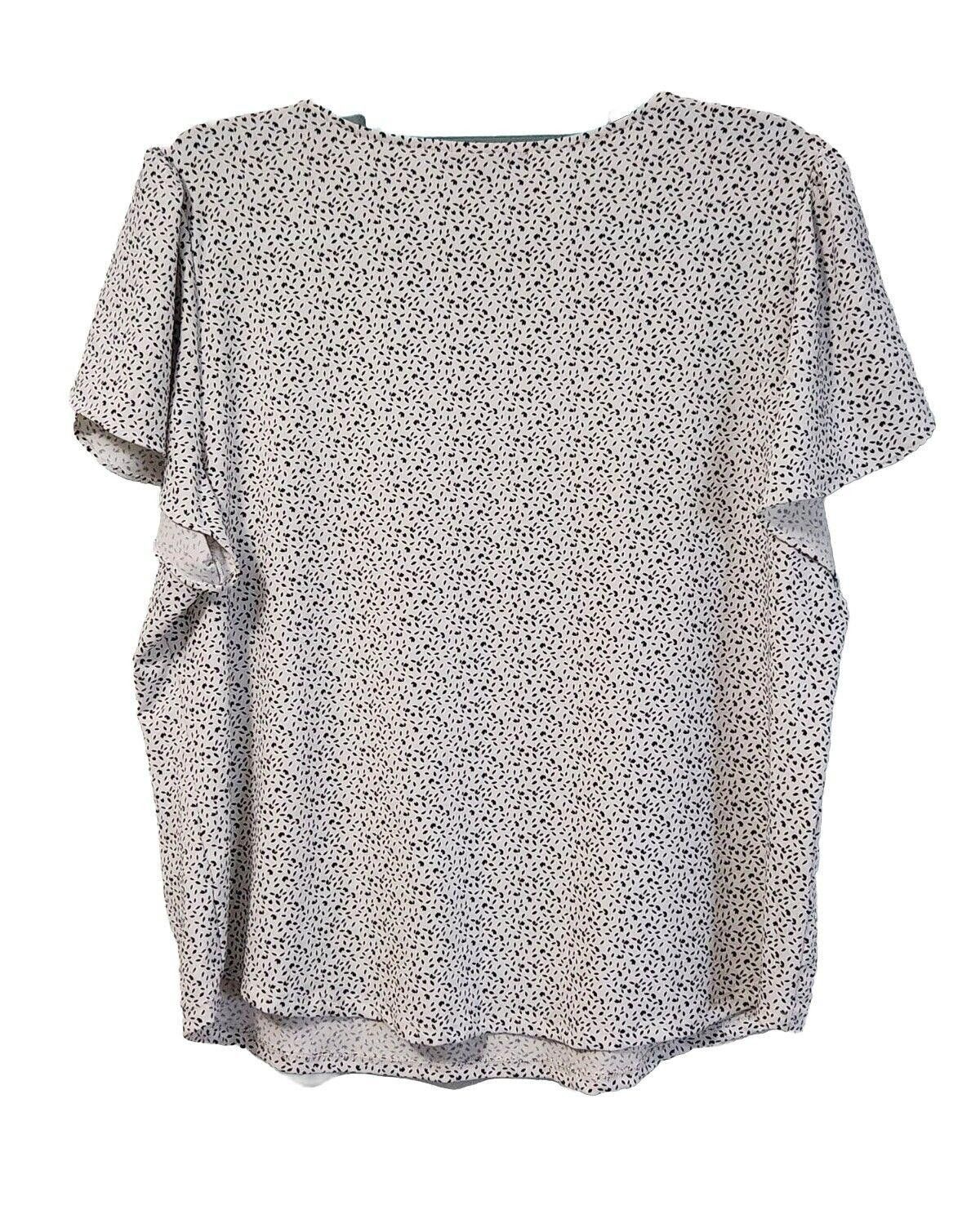 Designer Adrianna Papell Top XL Polka Dot Flutter SS Blouse White XL Size XL / US 12-14 / IT 48-50 - 3 Thumbnail
