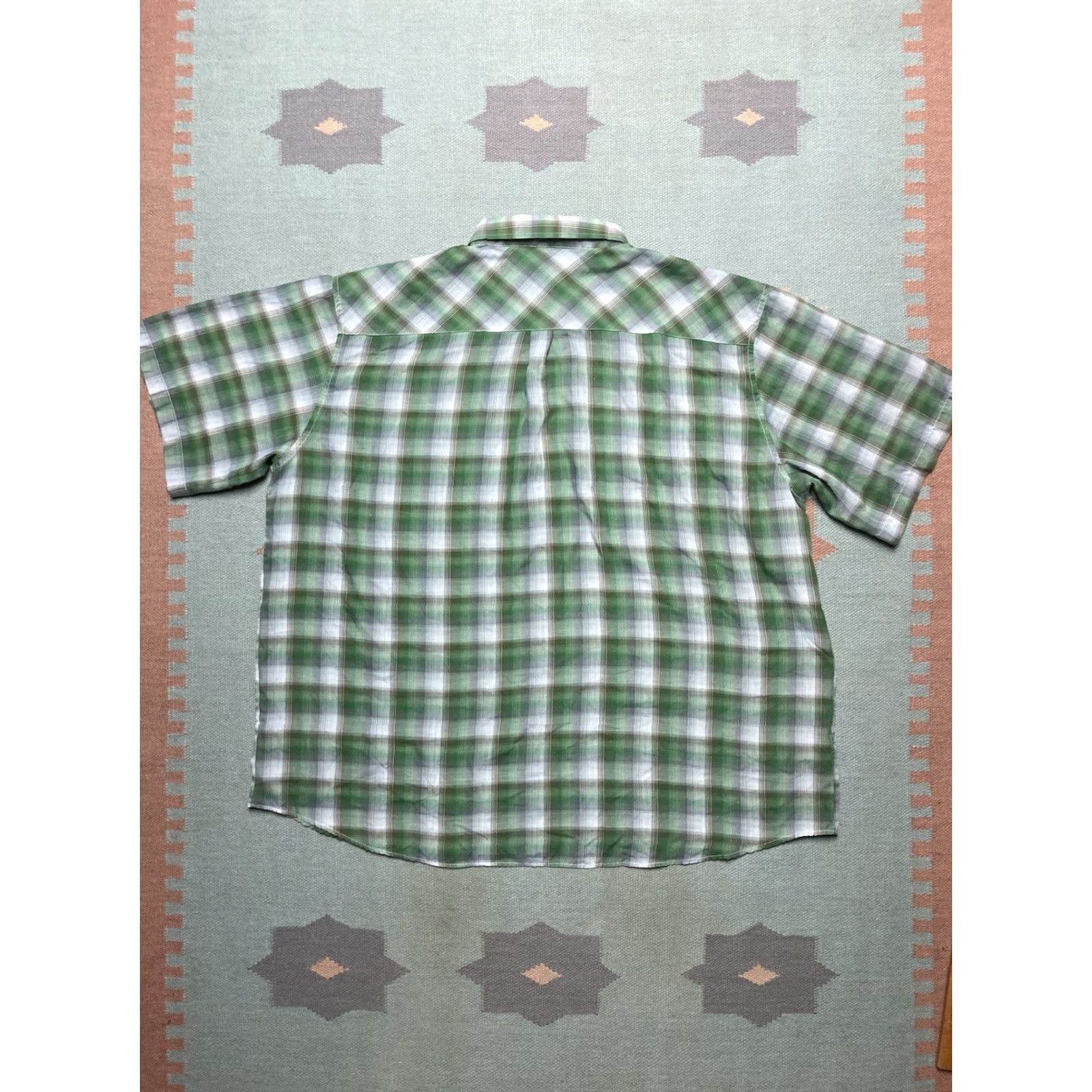 Haband VINTAGE 80s Haband Pearl Snap Shirt Shadow Plaid Green Lightweight Short Sleeve 2XL Mens Size US XXL / EU 58 / 5 - 4 Thumbnail