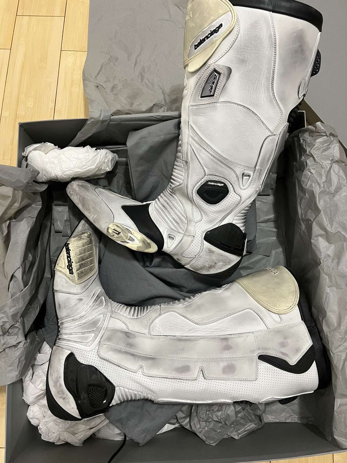 image of Balenciaga Biker Boot (Extremely) in White, Men's (Size 12)