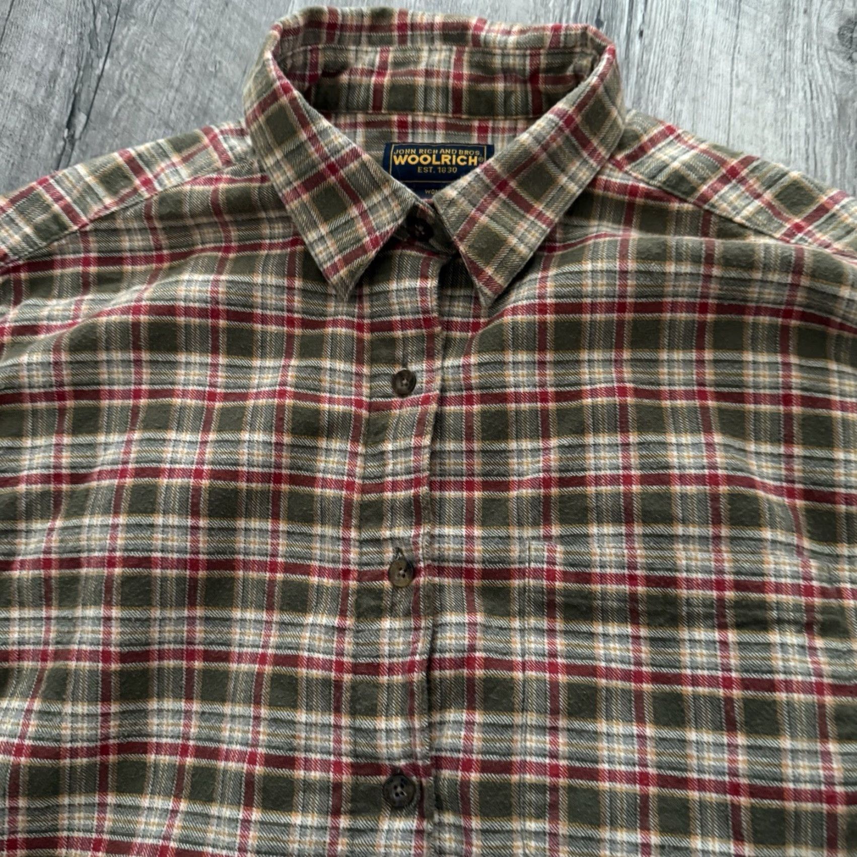 Vintage Woolrich Flannel Shirt Womens Large Green Plaid Button Up 100% Cotton Size L / US 10 / IT 46 - 7 Thumbnail