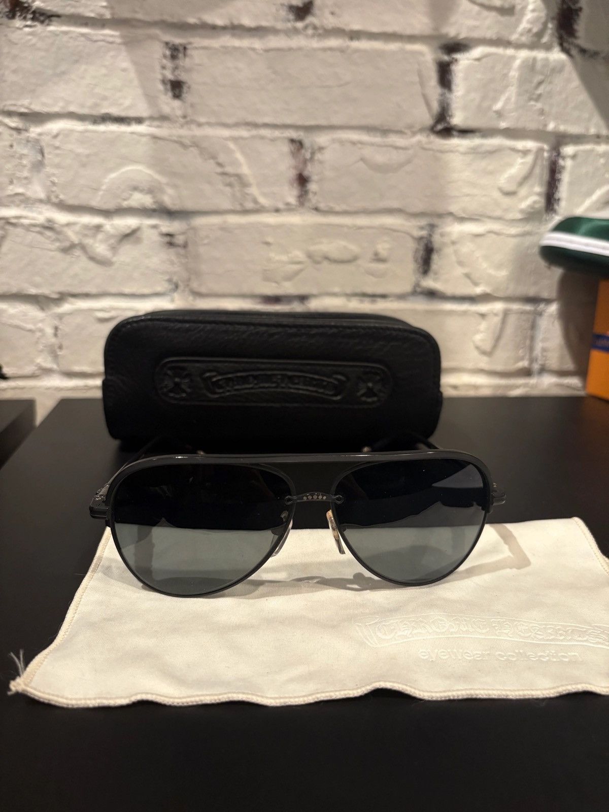 Chrome Hearts Chrome Hearts Black Aviator Sunglasses Size ONE SIZE - 1 Thumbnail