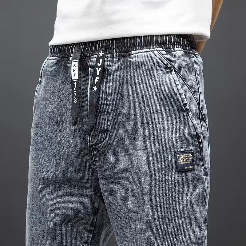 Japanese Brand Elastic Waist Grey Cargo Jeans Men Size US 31 - 6 Thumbnail