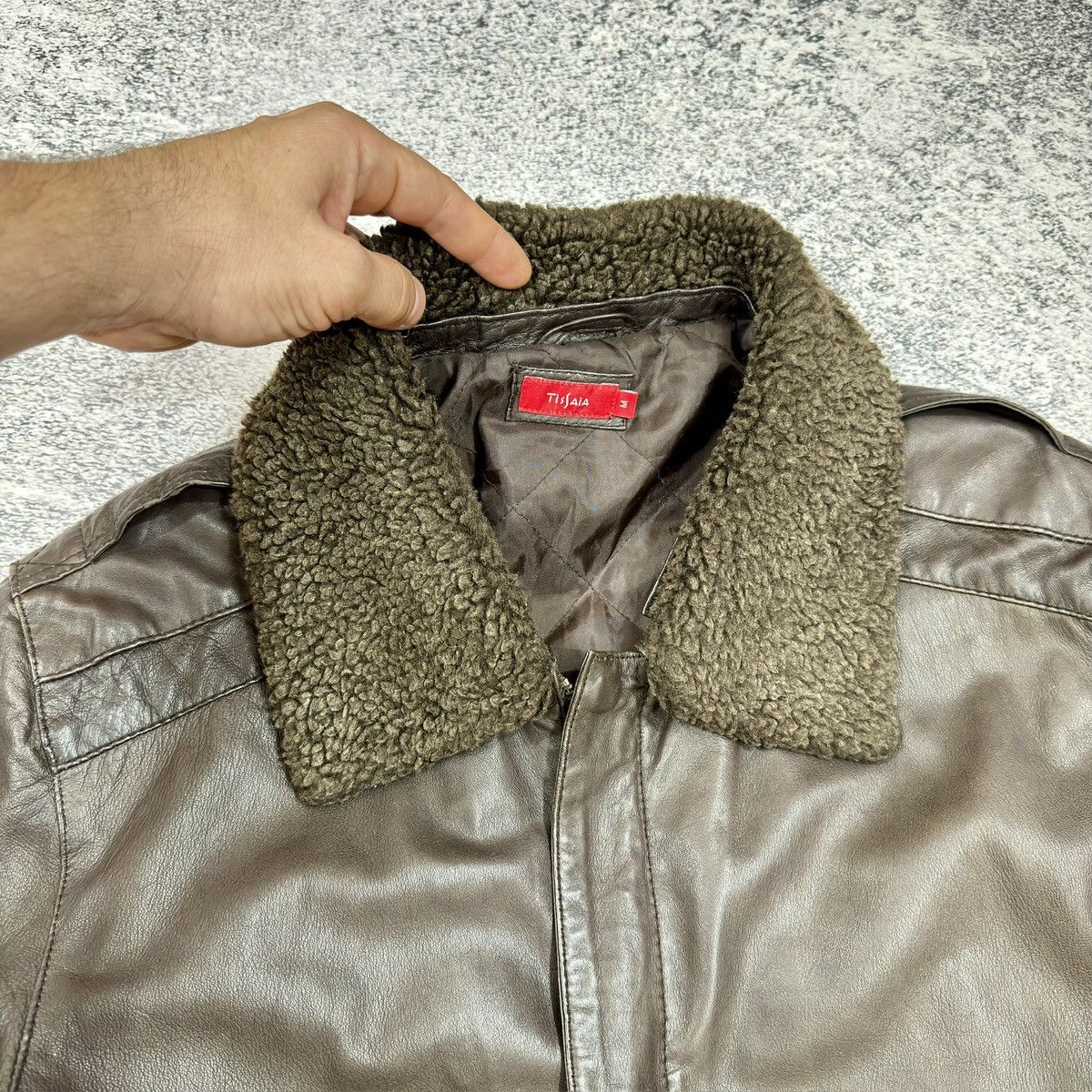 Other Mens Brown Sheepskin Leather Aviator Bomber Jacket Msz Size US M / EU 48-50 / 2 - 5 Thumbnail