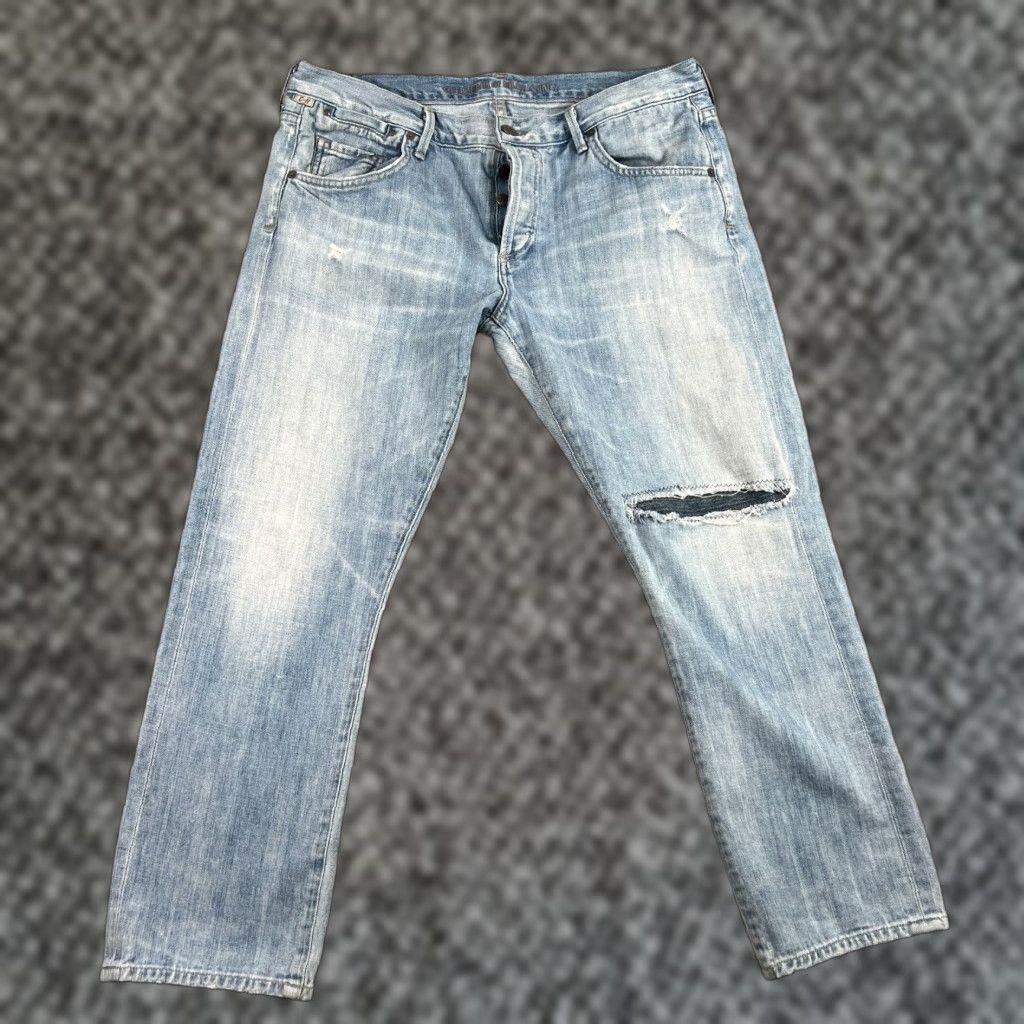 Citizens Of Humanity CITIZENS OF HUMANITY Blue Light Wash Distressed Cropped Boyfriend Jeans 35x27 Womens Size 24" / US 00 / IT 34 - 1 Thumbnail