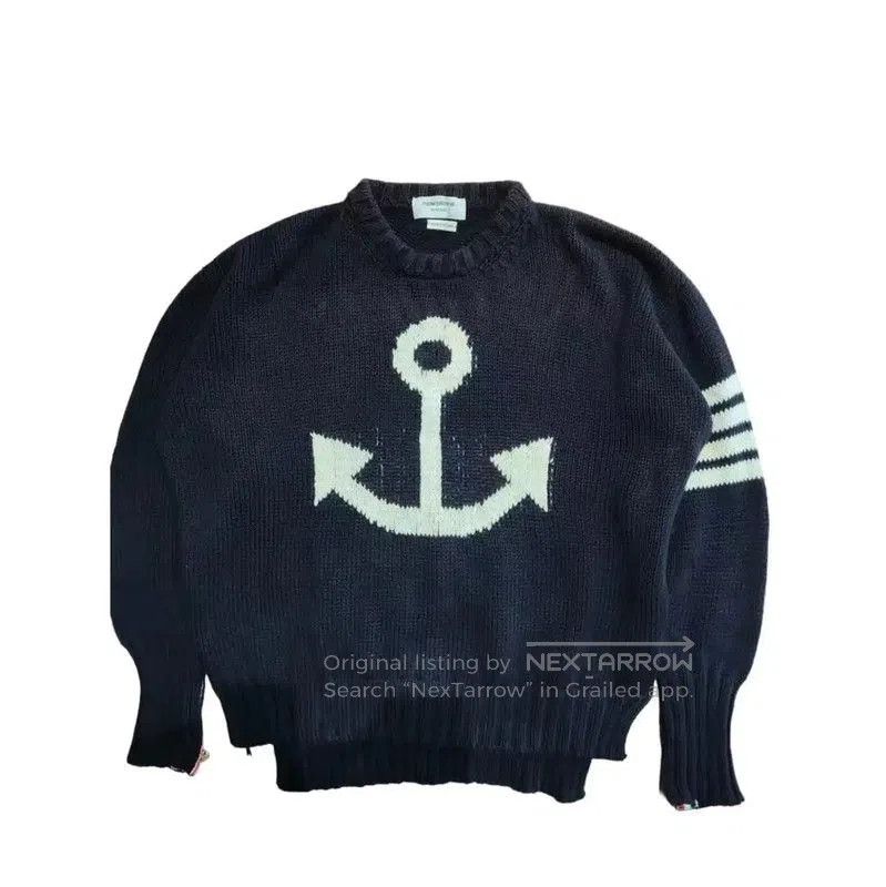 Thom Browne Women's Navy Sweater with Anchor Design .