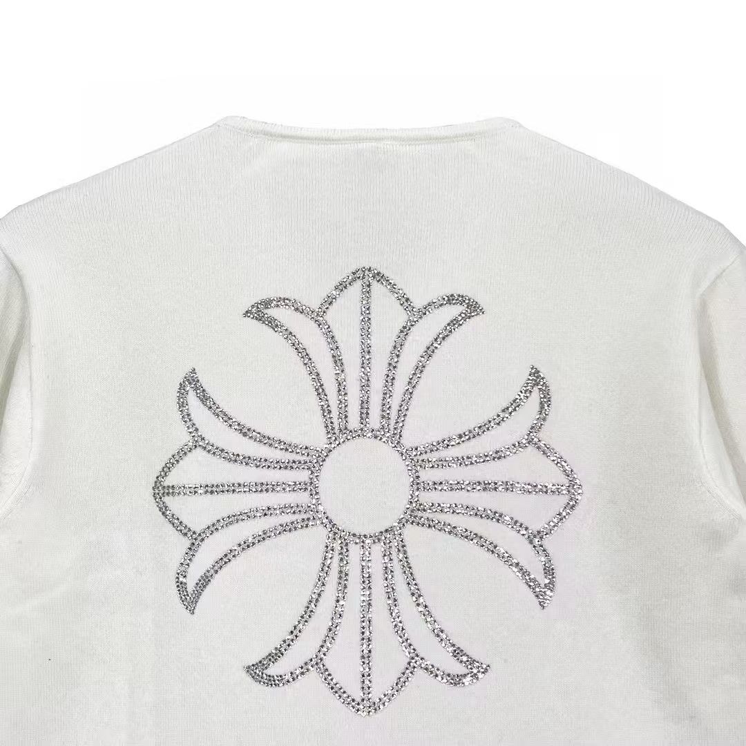 Chrome Hearts Chrome Hearts White Cashmere Rhinestone Cross Logo Sweater Size S / US 4 / IT 40 - 3 Thumbnail