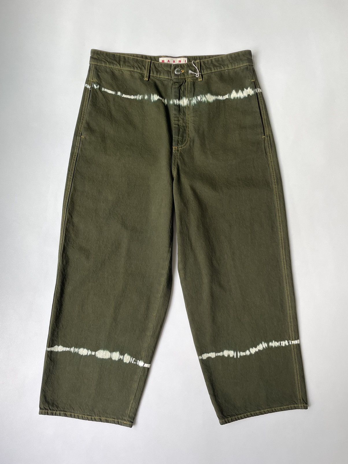 image of Marni S/s 21 Tie Dye Wide Leg Jeans in Dark Green, Men's (Size 34)