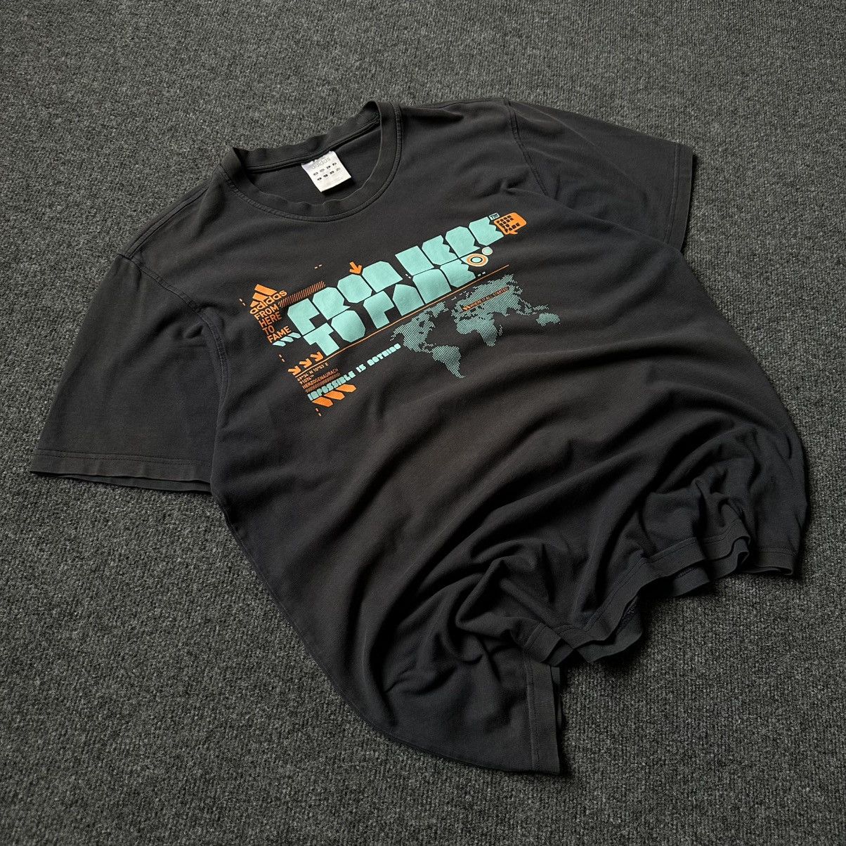 Adidas VTG Adidas T-shirts Big Logo Size XL Dark Blue Trashed 00s Size US XL / EU 56 / 4 - 2 Thumbnail