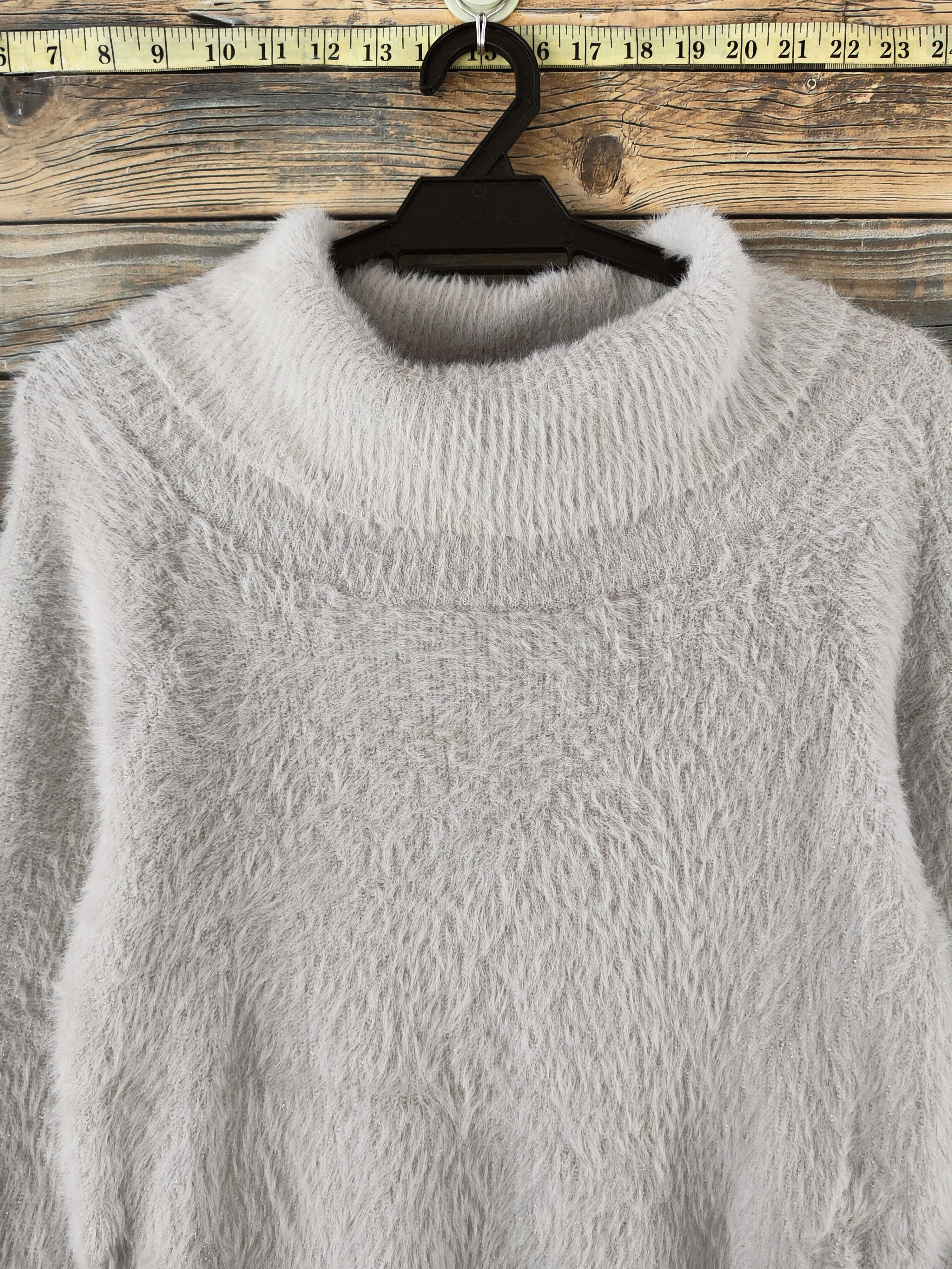Japanese Brand DL Axes Femme Gray Fur shaggy Mohair Knitwear #46-993 Size M / US 6-8 / IT 42-44 - 2 Thumbnail