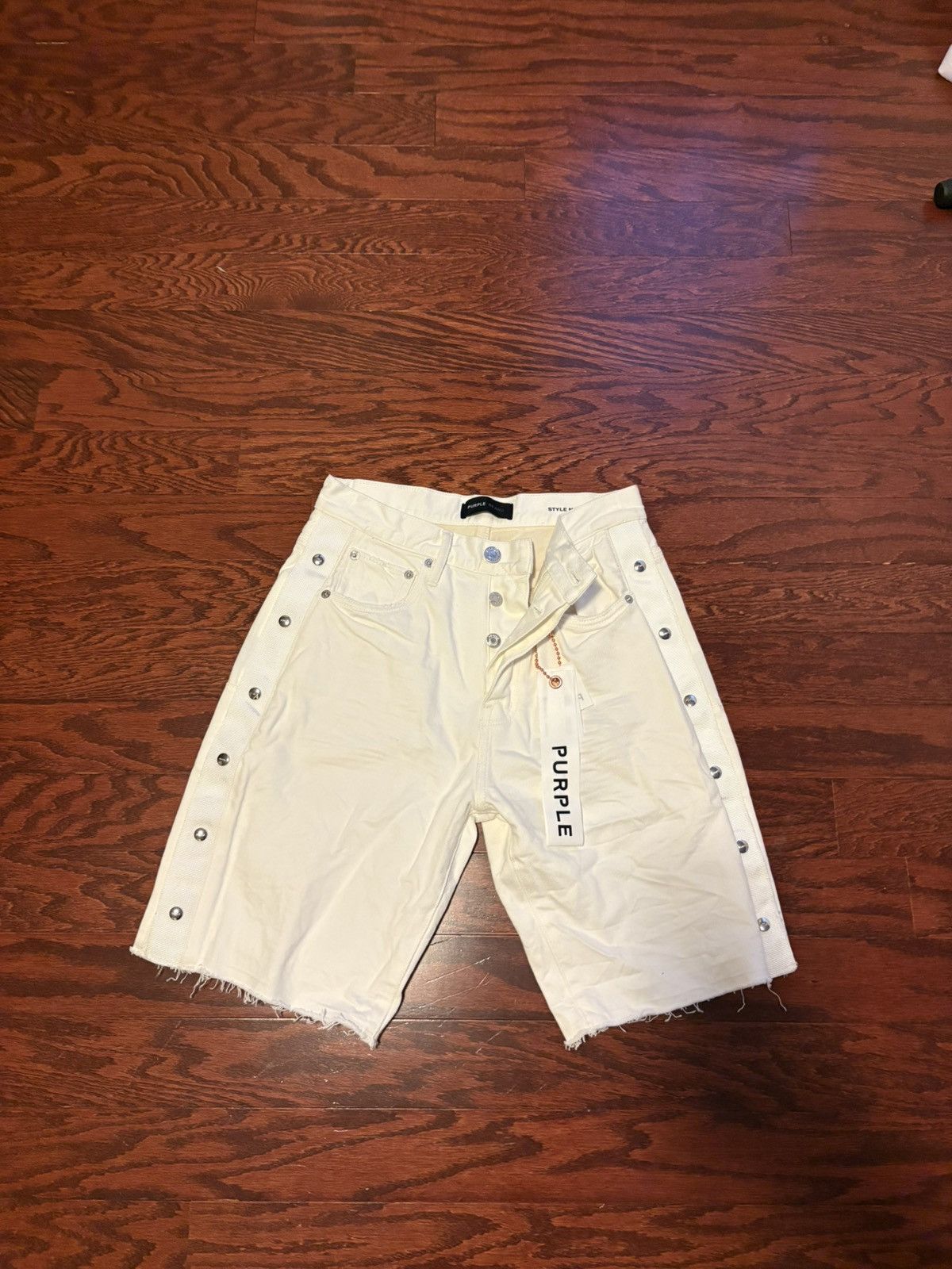 Purple Brand Purple Brand White Denim Shorts Snap Button Size US 28 / EU 44 - 1 Thumbnail